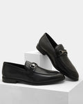 Black Solid Loafers Shoes - Winaa