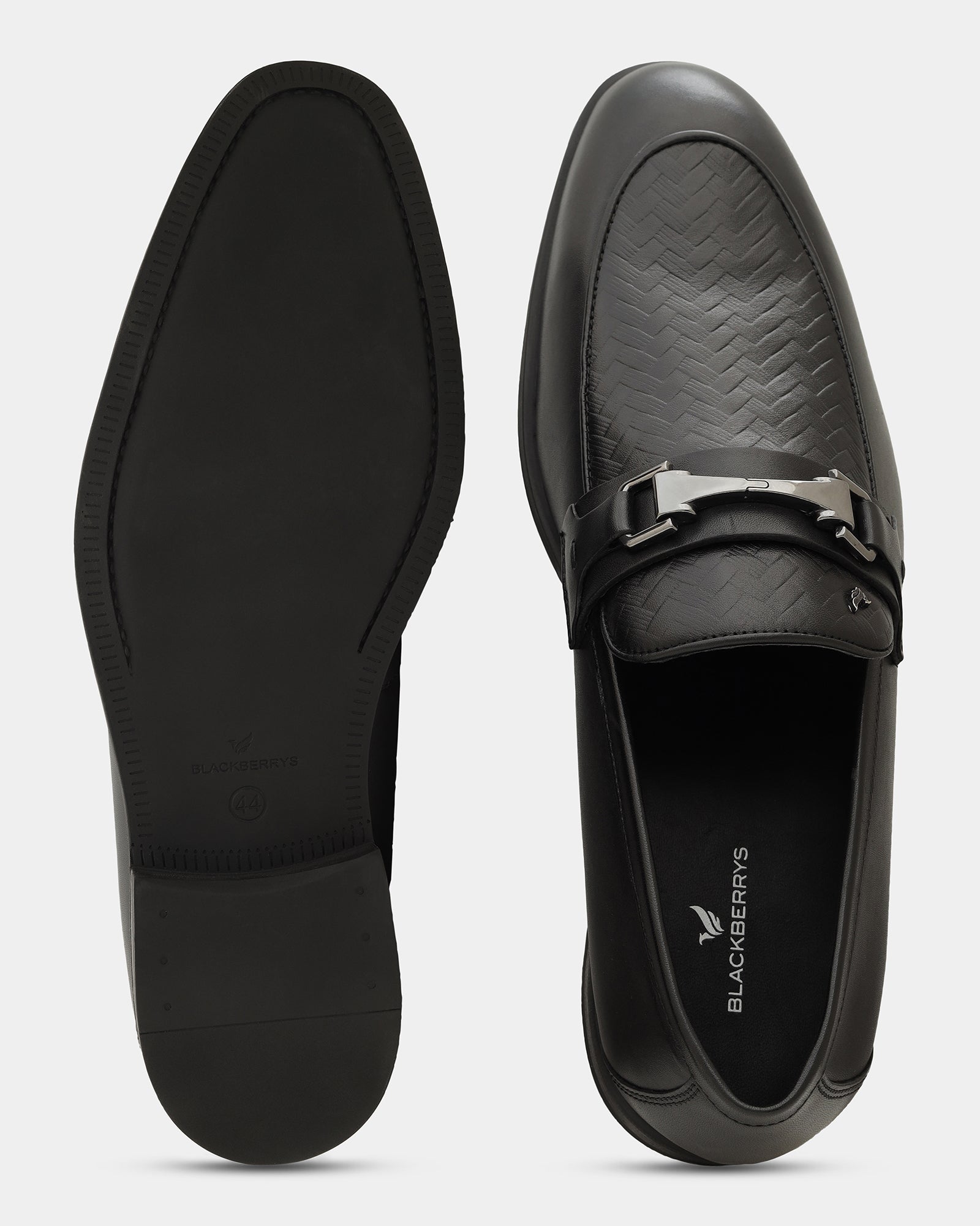 Black Solid Loafers Shoes - Winaa