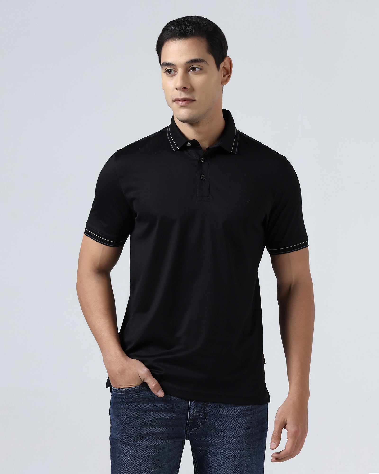 Black Solid Polo - Ram