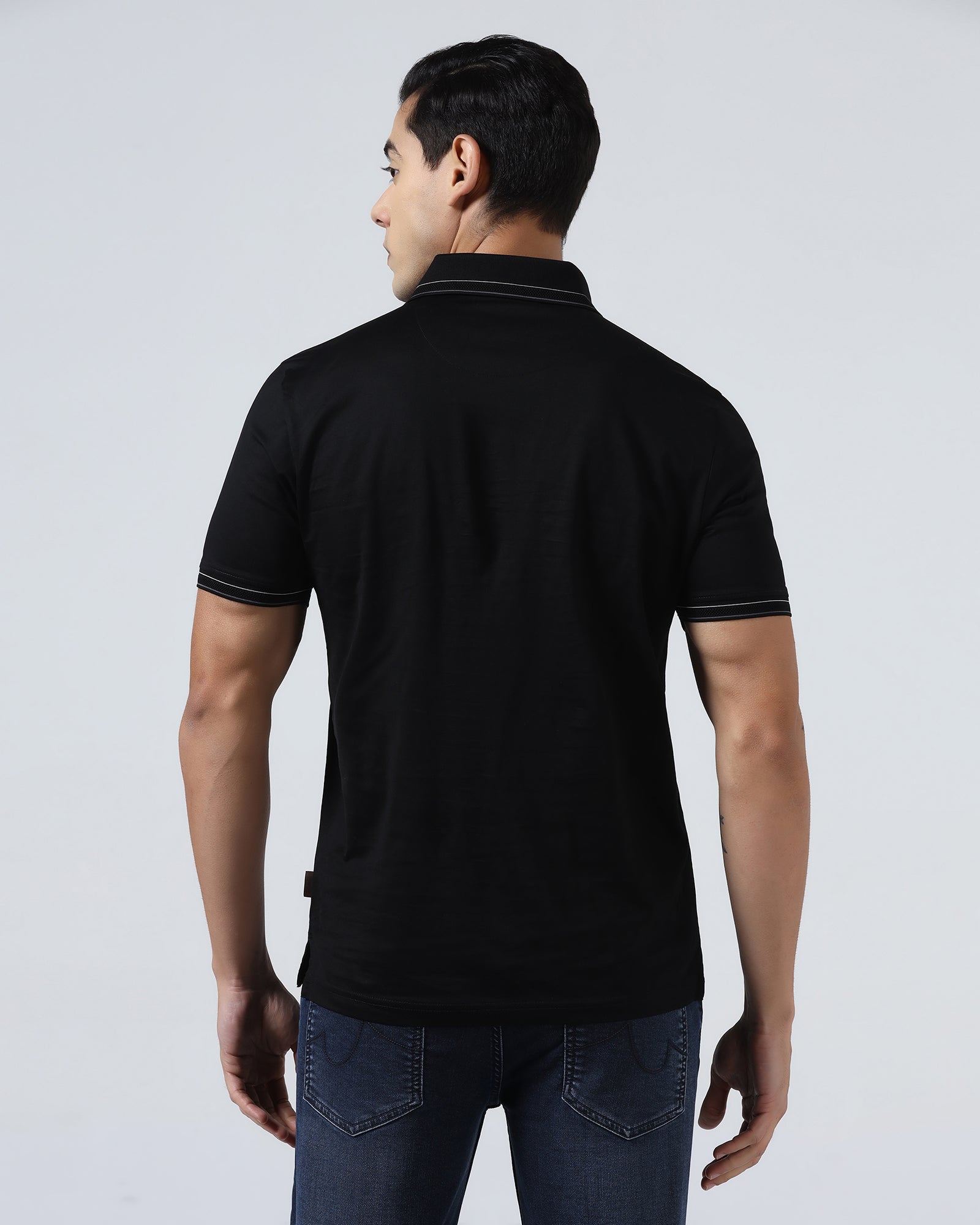 Black Solid Polo - Ram