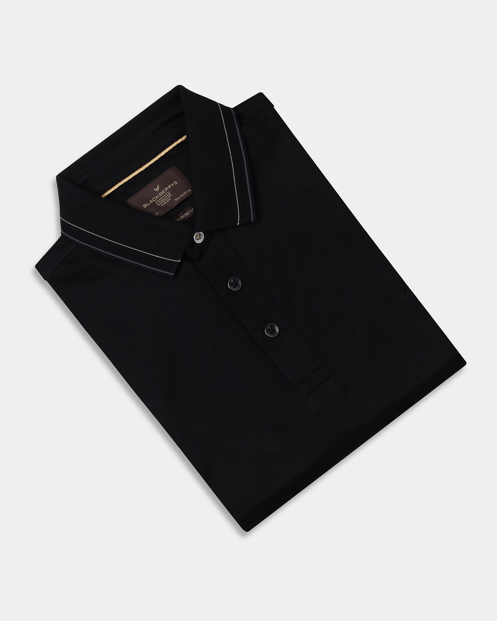 Black Solid Polo - Ram
