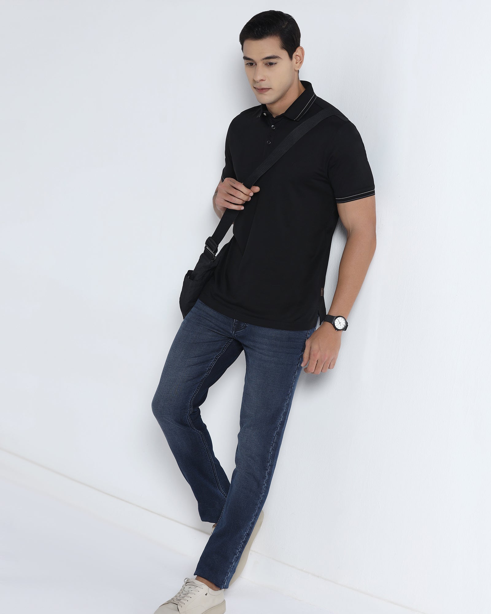 Black Solid Polo - Ram