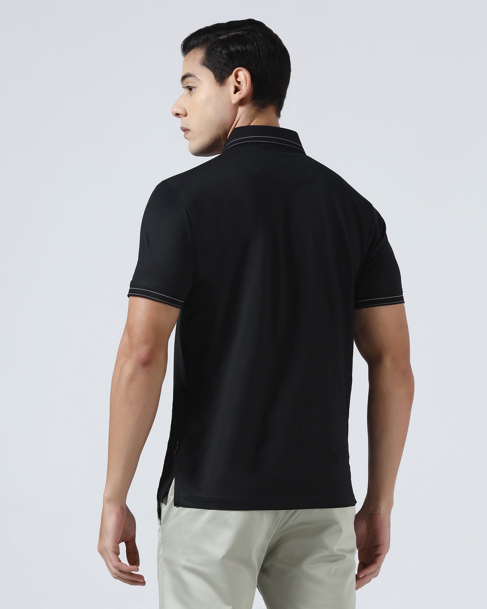 Black Solid Polo - Ram