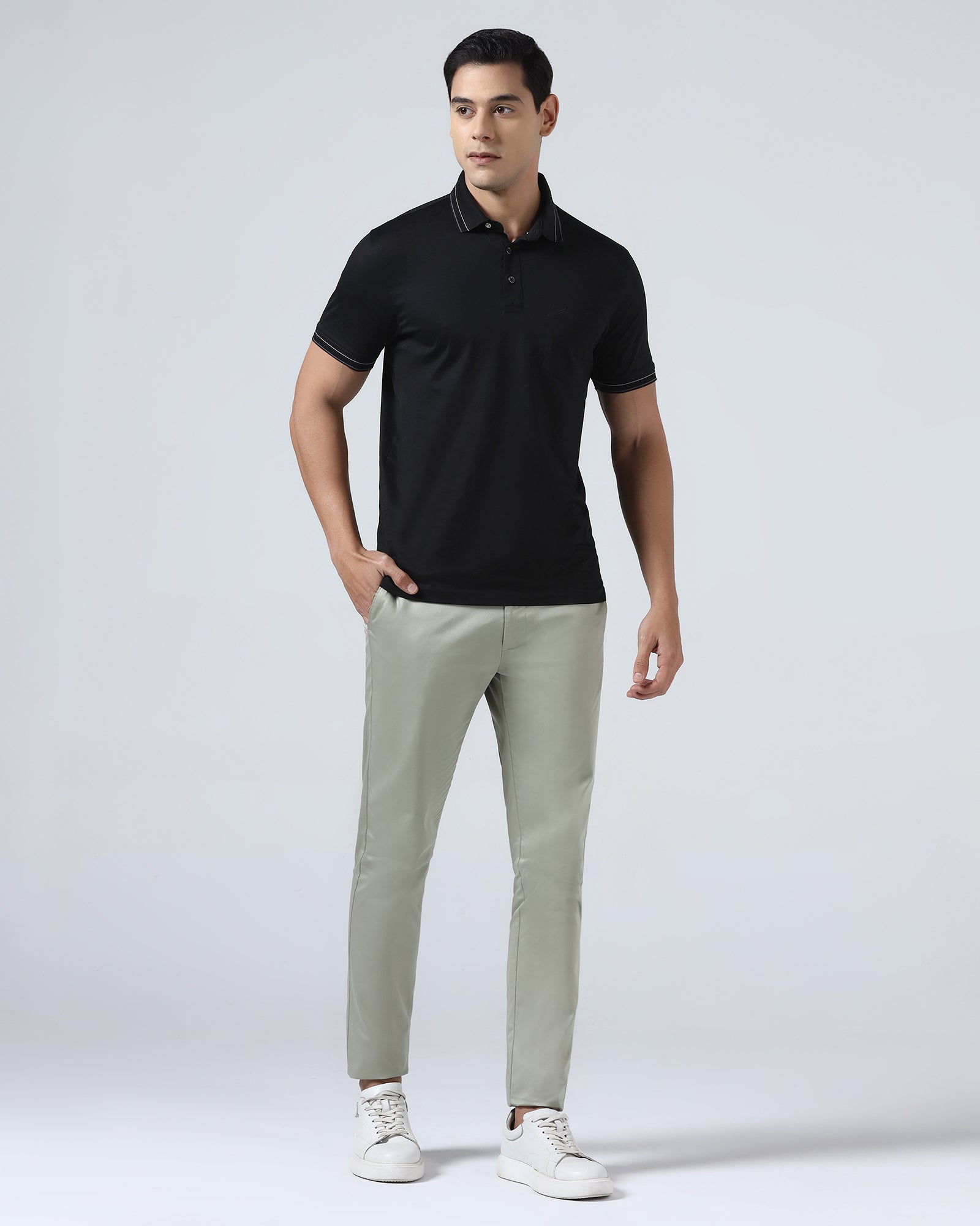 Black Solid Polo - Ram