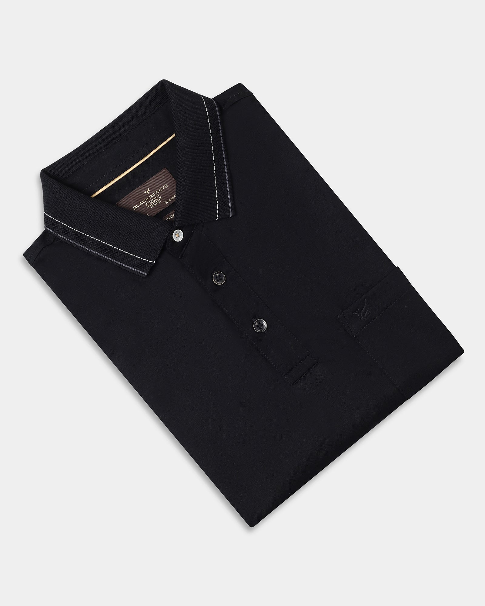Black Solid Polo - Ram