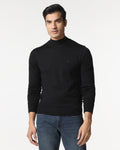 Black High Neck Solid Sweater - Jester