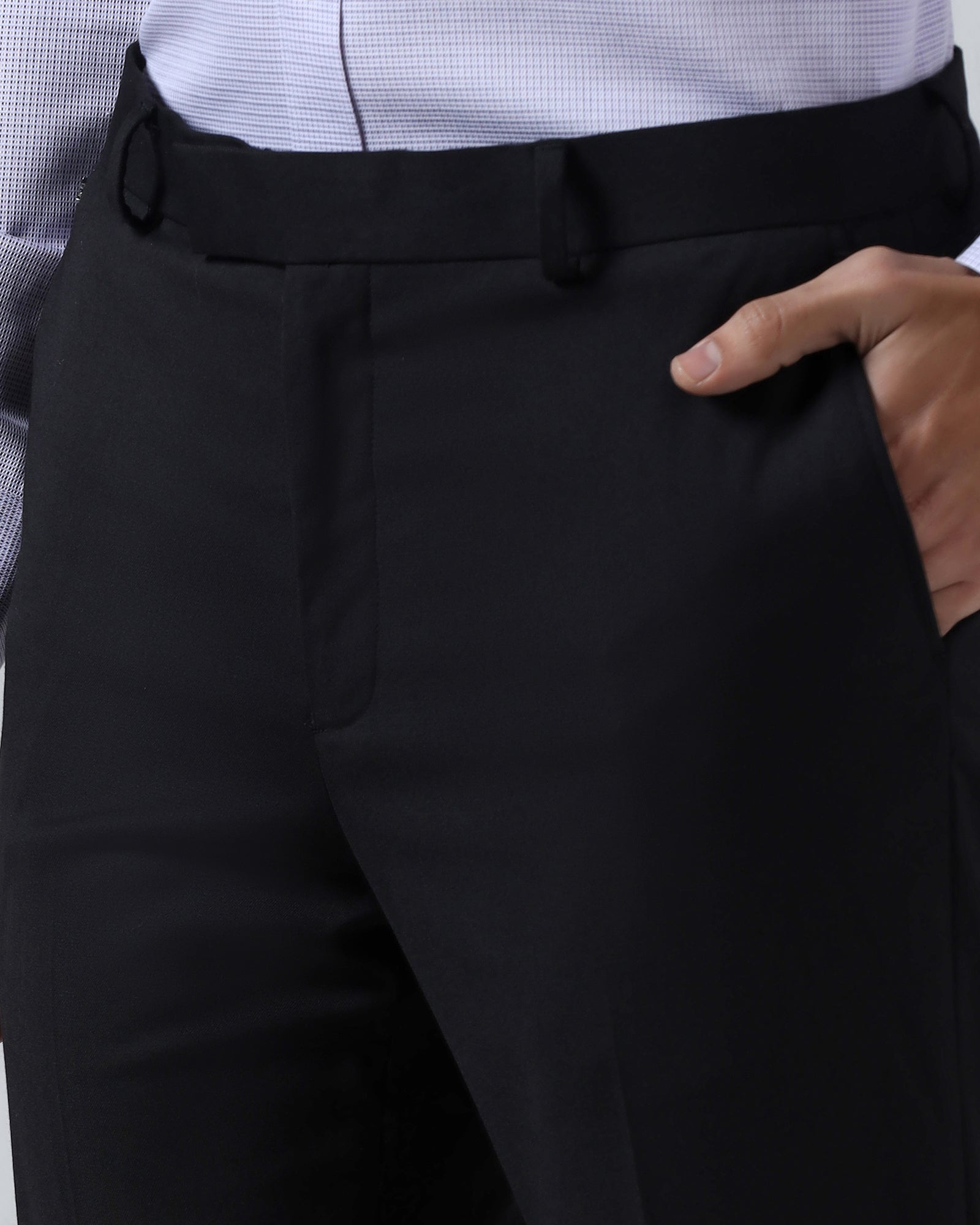 Black Solid Trouser - Liano