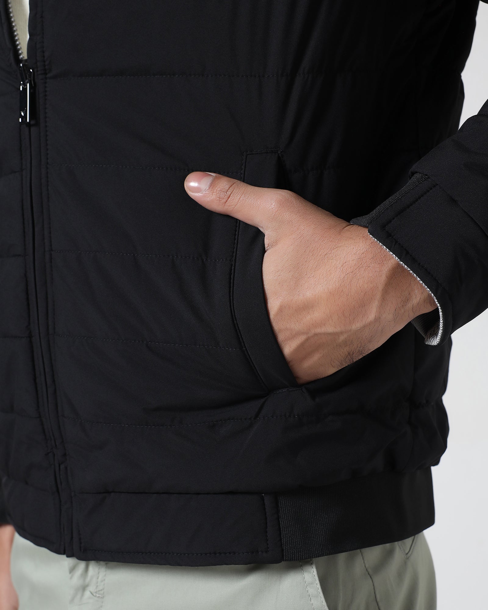 Black Reversible Solid Zipper Jacket - Fietro