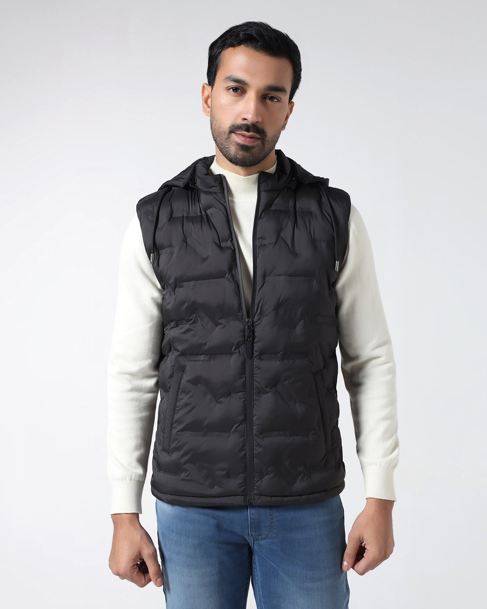 Black Solid Zipper Jacket - Nebraska