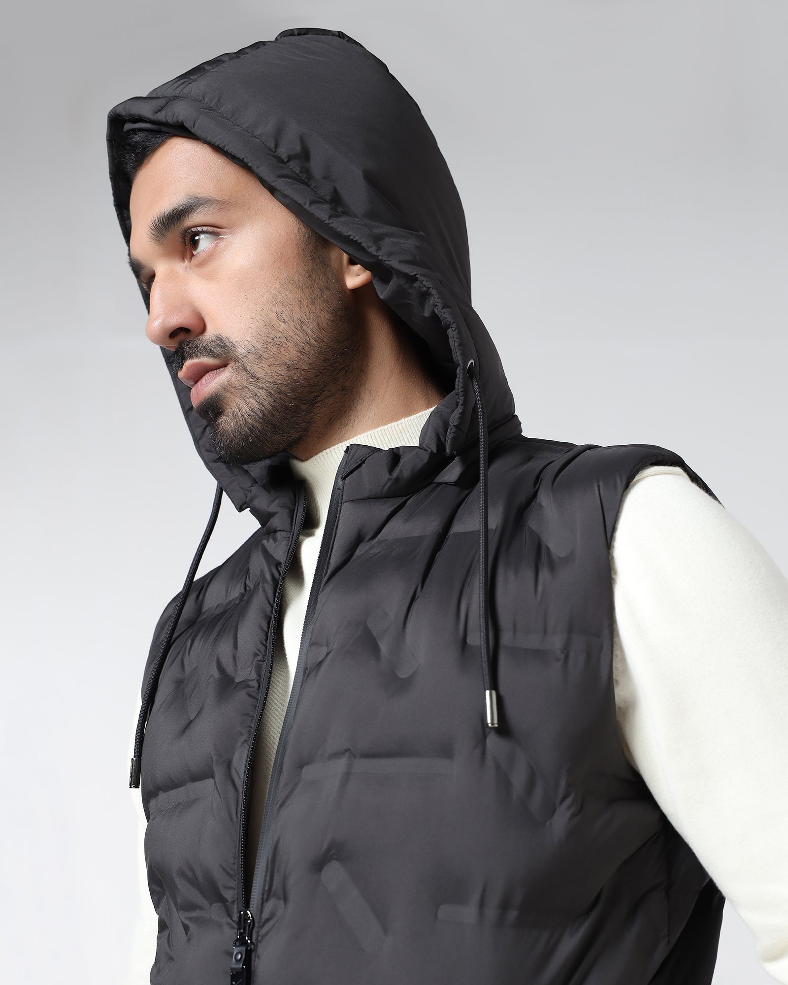 Black Solid Zipper Jacket - Nebraska