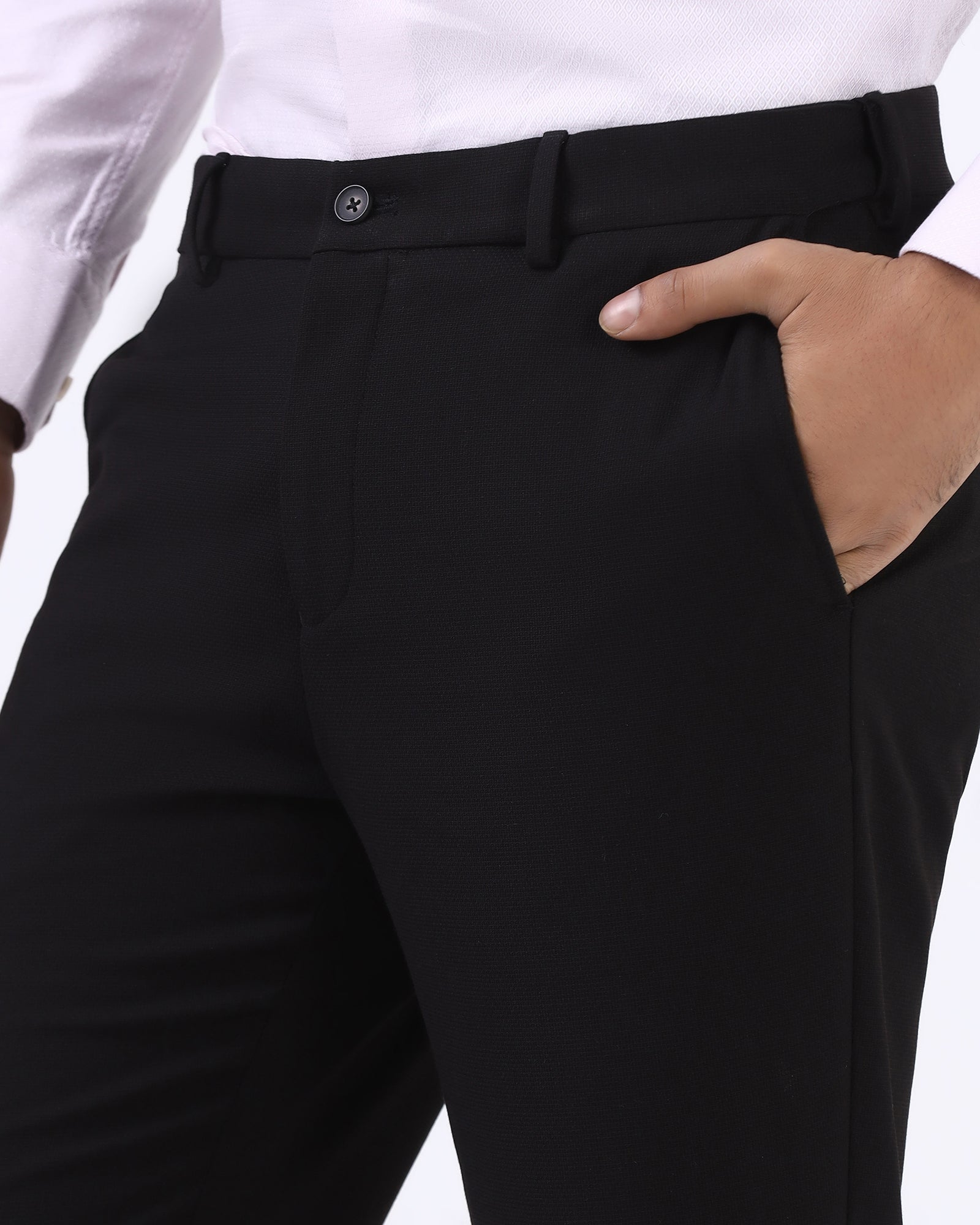 Black Techno Waist Textured Trouser - Billy