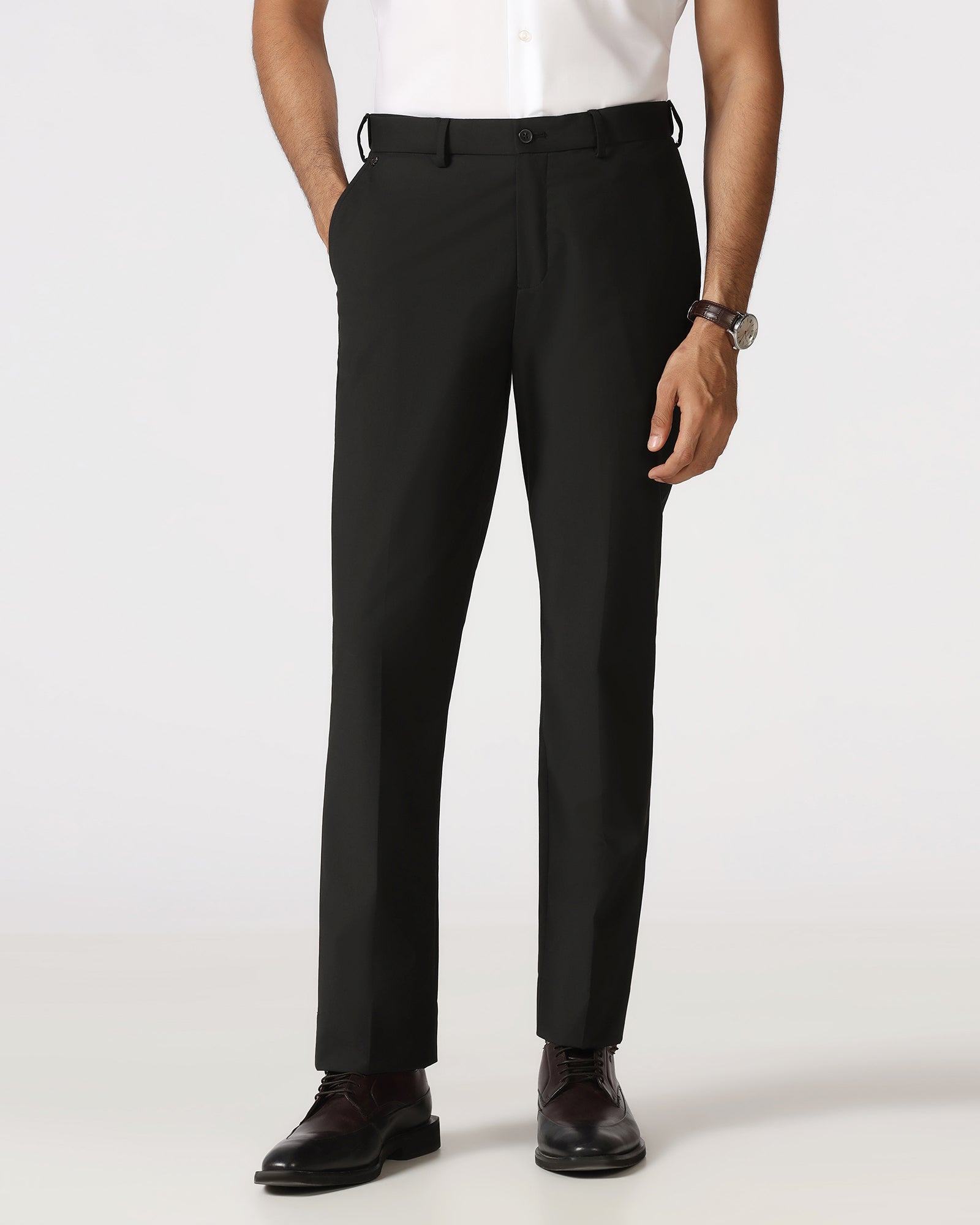Black Technowaist Solid Trouser - John