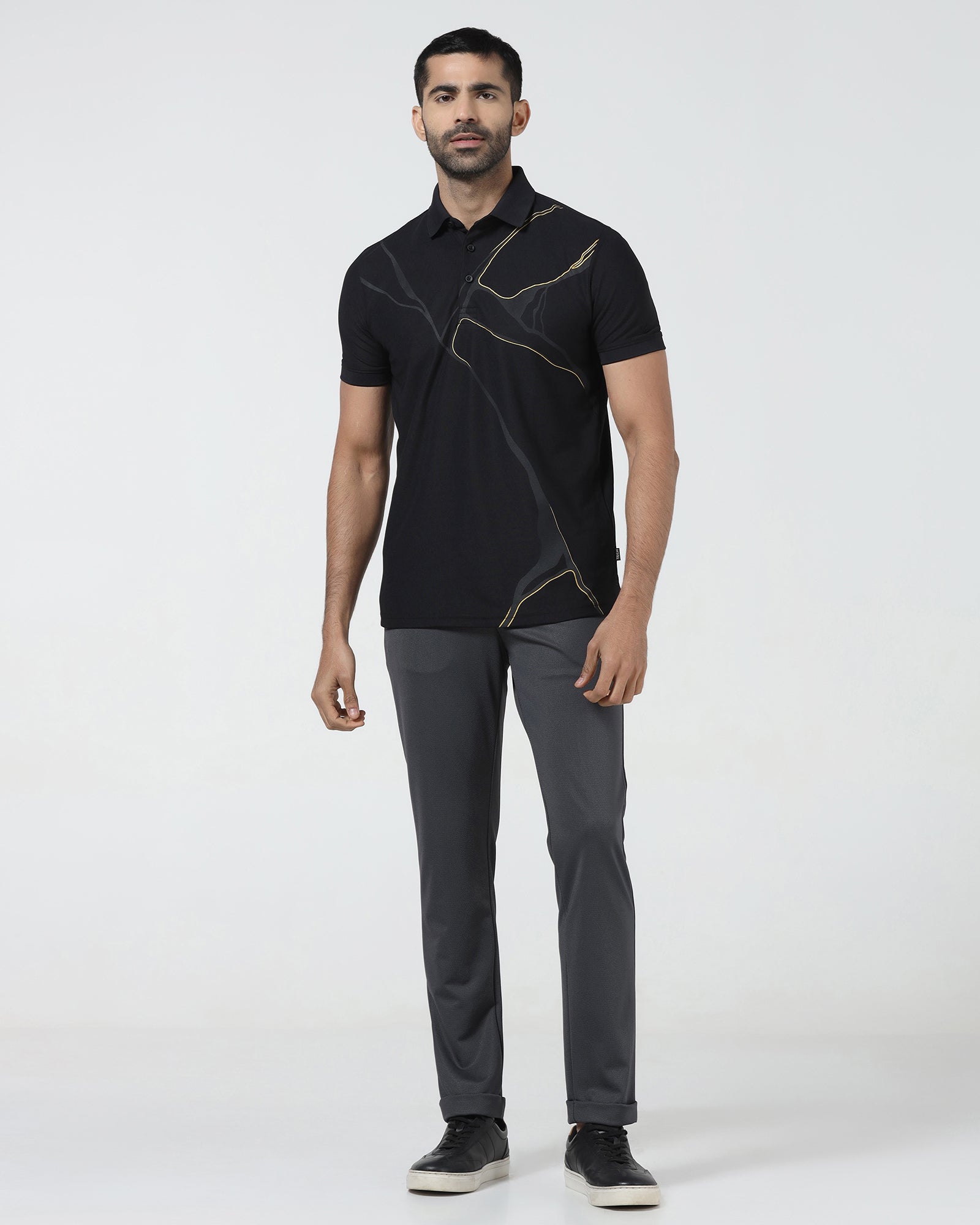 Black TechPro Printed Polo - Snape