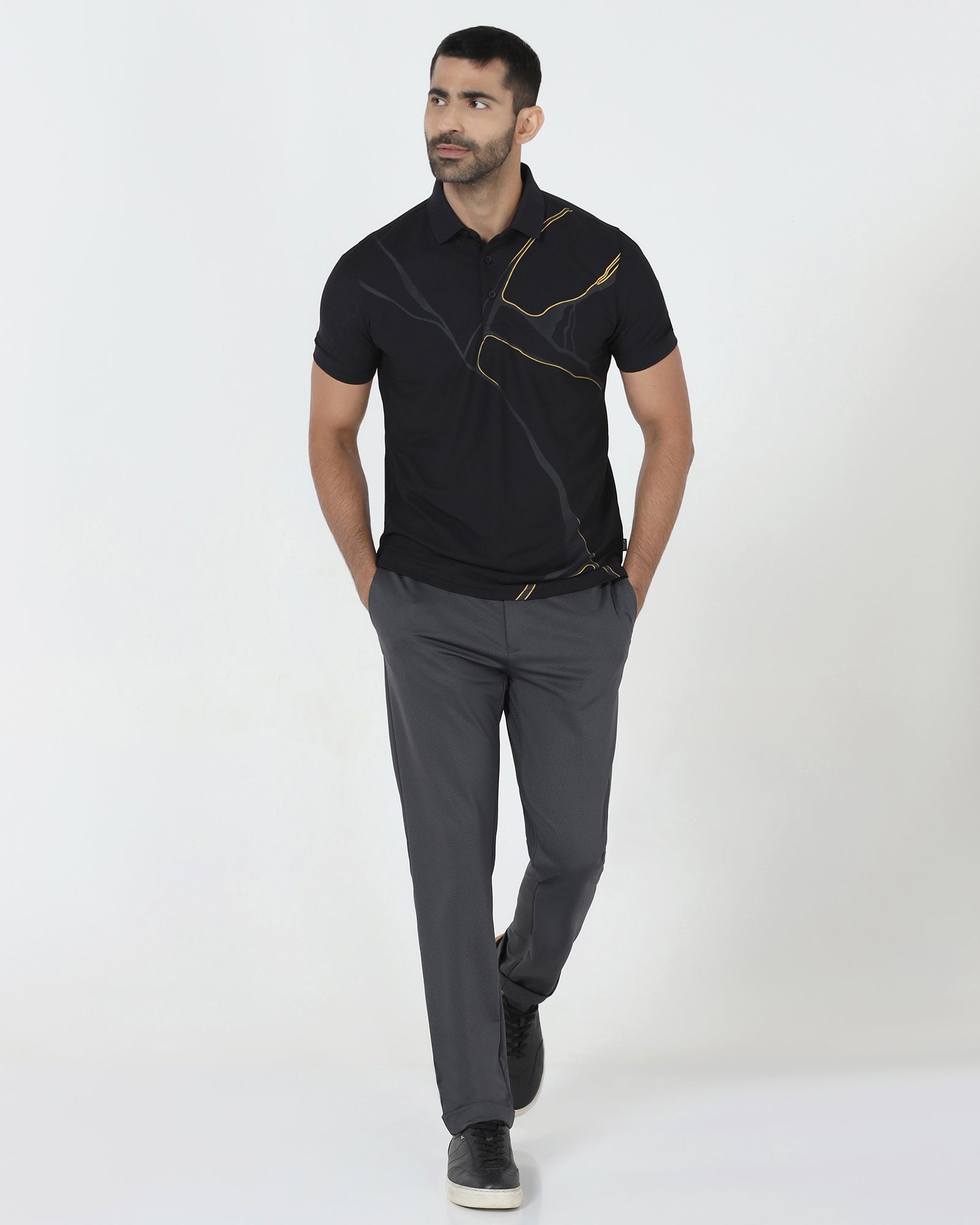 Black TechPro Printed Polo - Snape