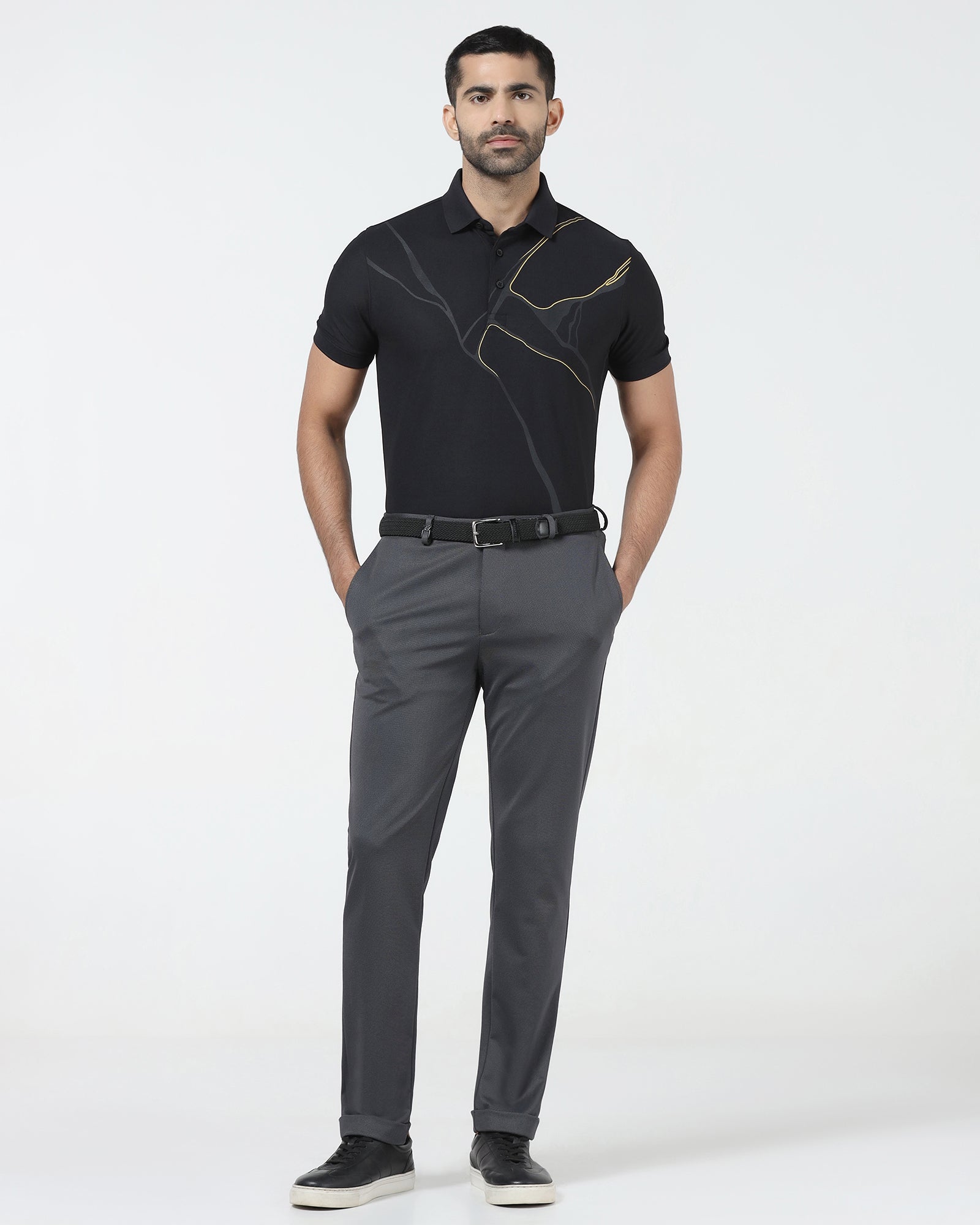 Black TechPro Printed Polo - Snape