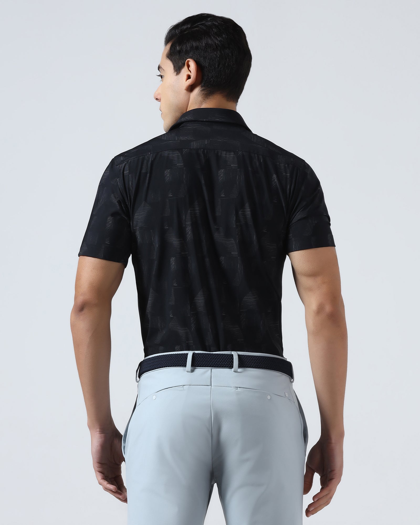 Black Half Sleeve TechPro Printed Shirt - Median