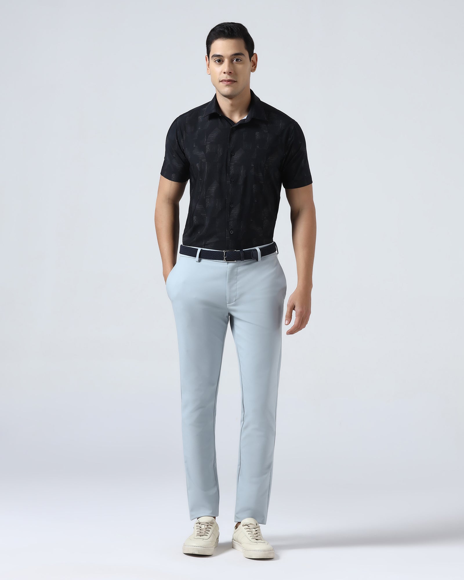 Black Half Sleeve TechPro Printed Shirt - Median