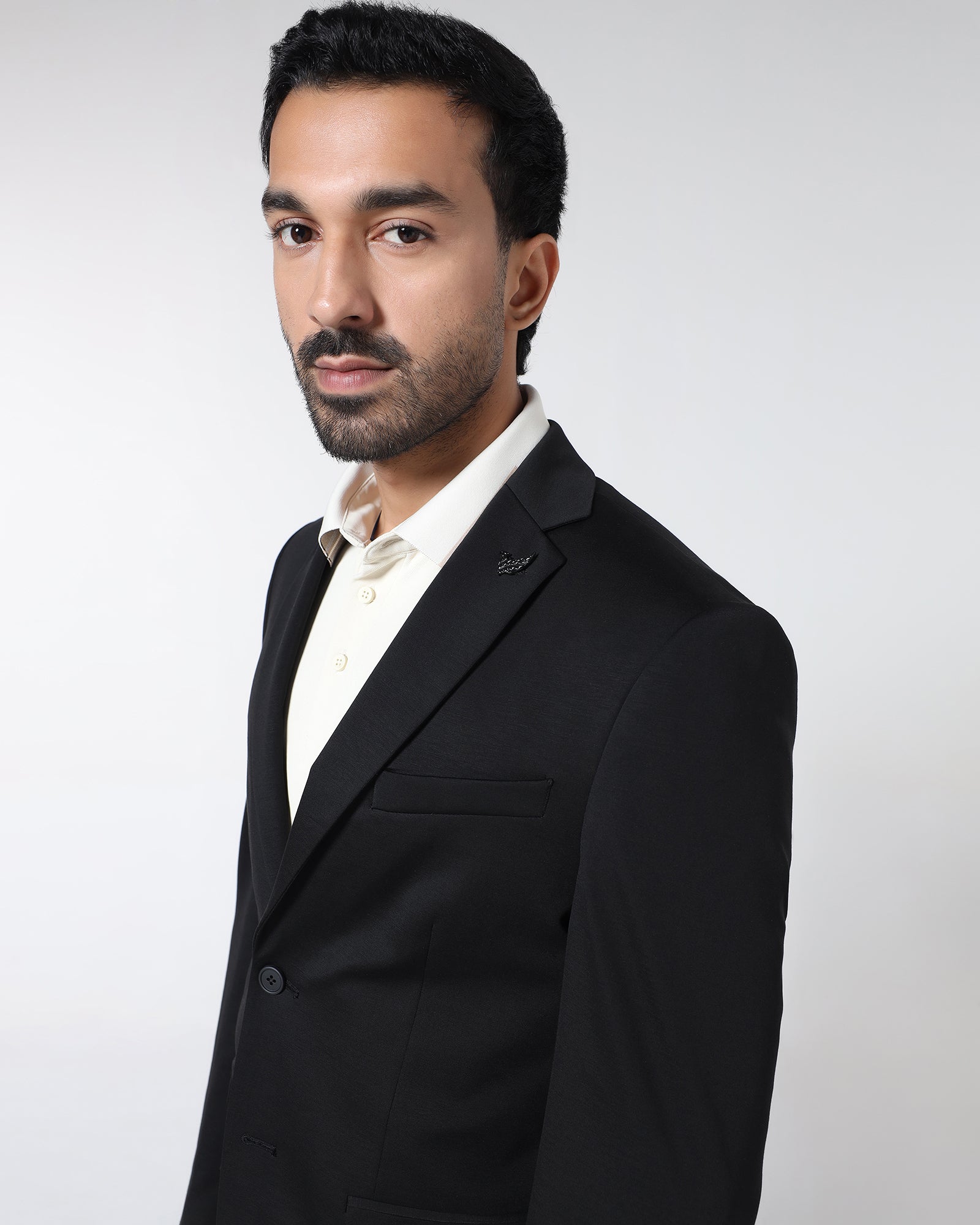 Black Techpro Two Piece Solid Suit - Delore