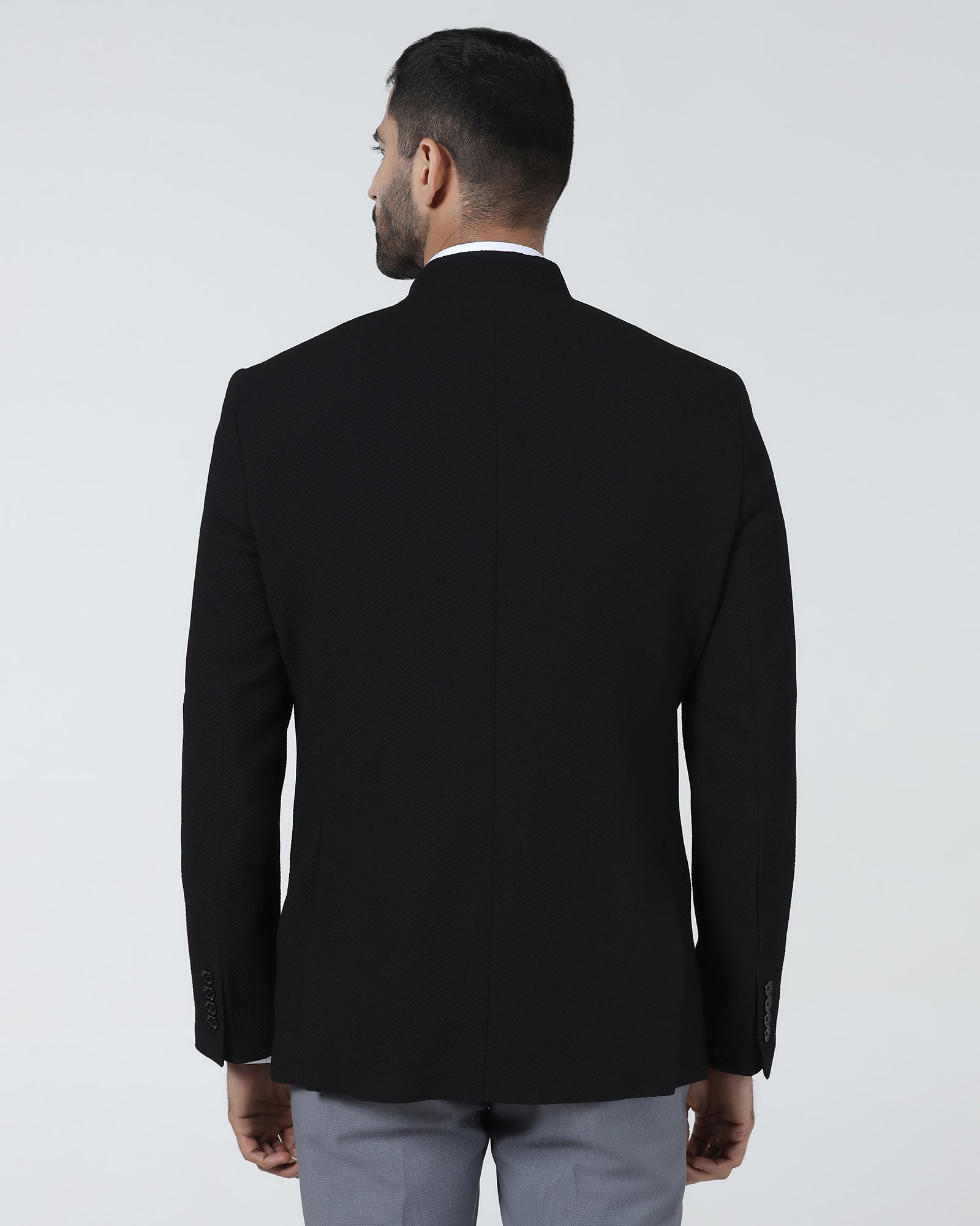 Black Textured Bandhgala - Theo