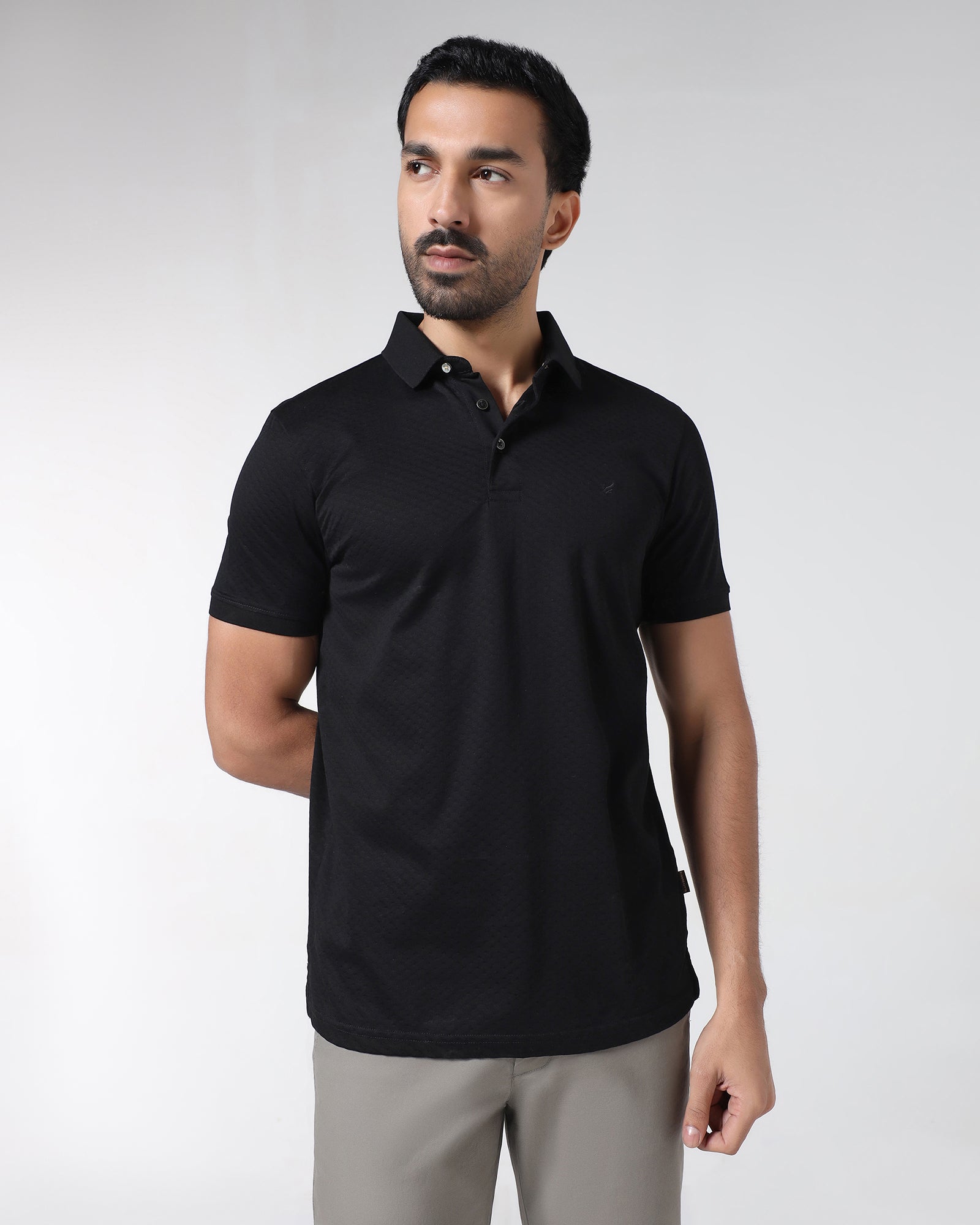 Black Textured Polo - Gama