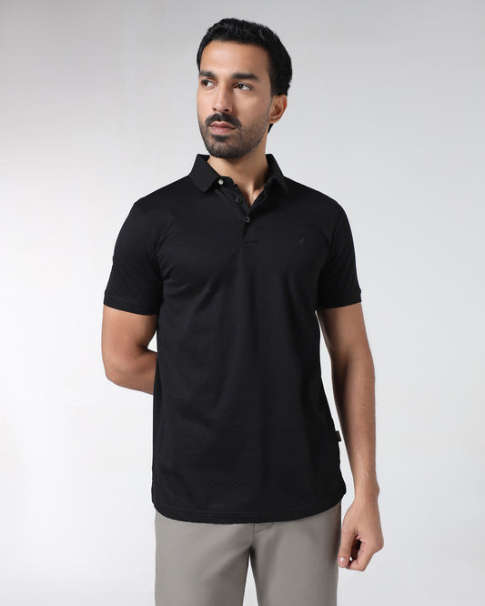 Black Textured Polo - Gama