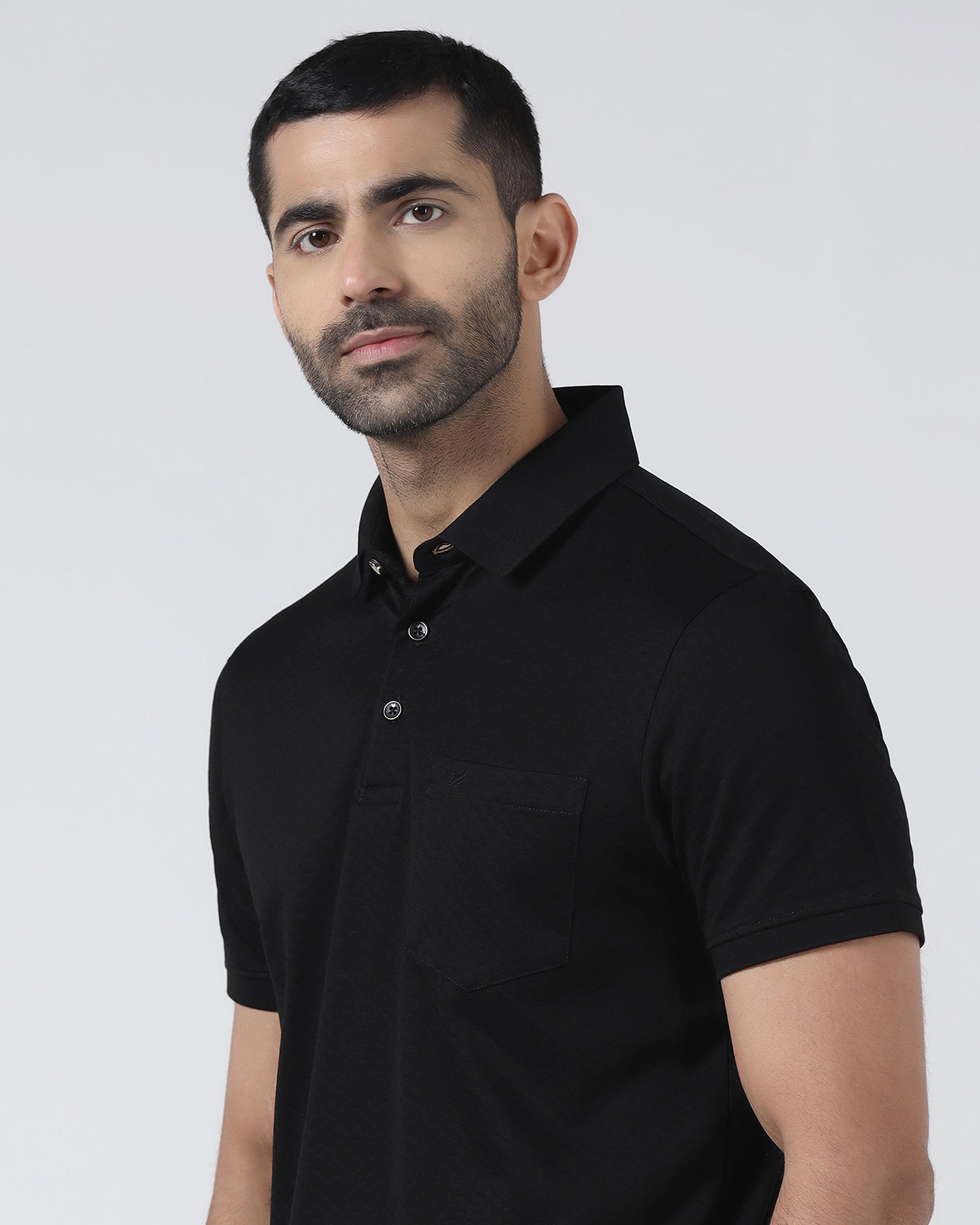 Black Textured Polo - Gama