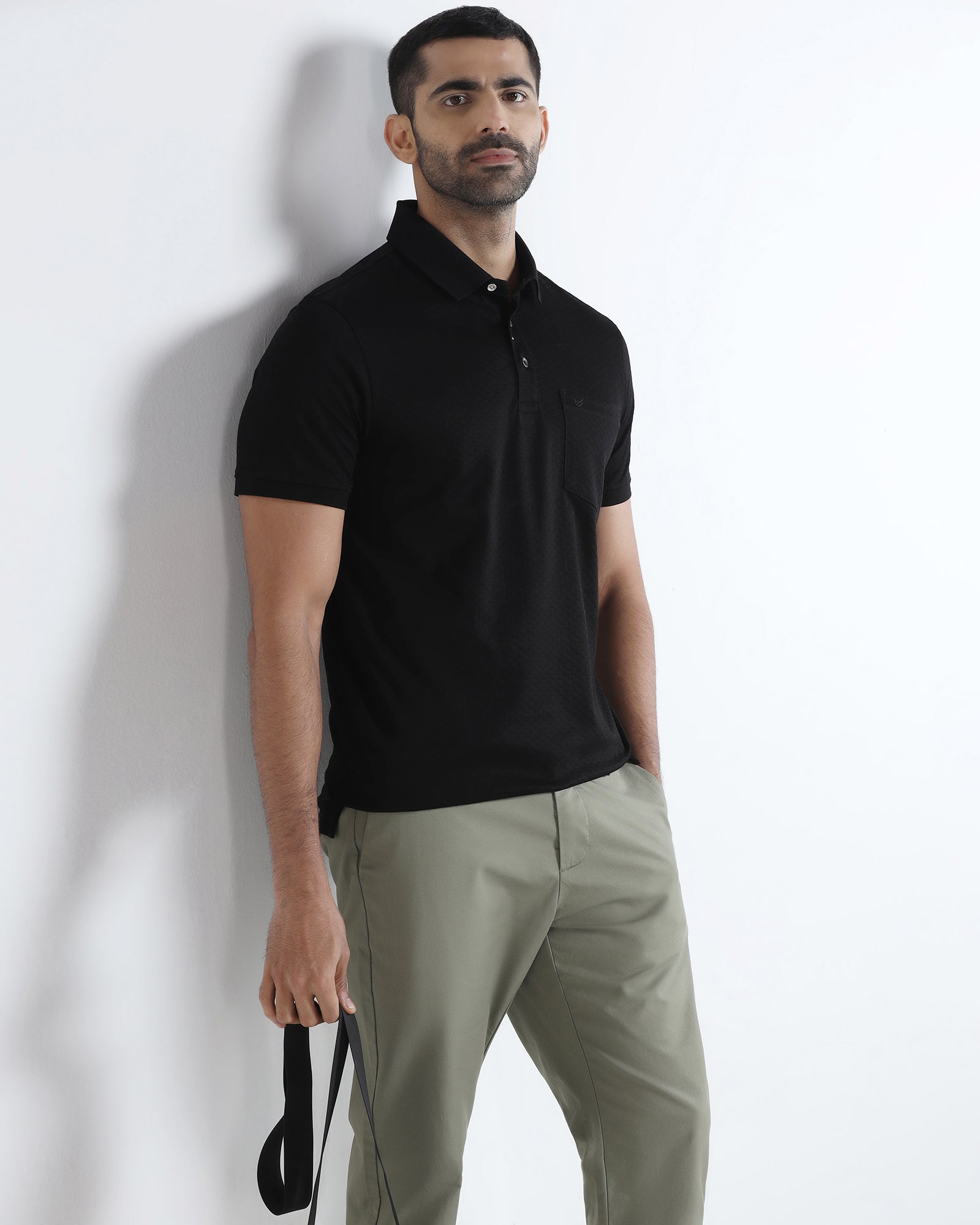 Black Textured Polo - Gama