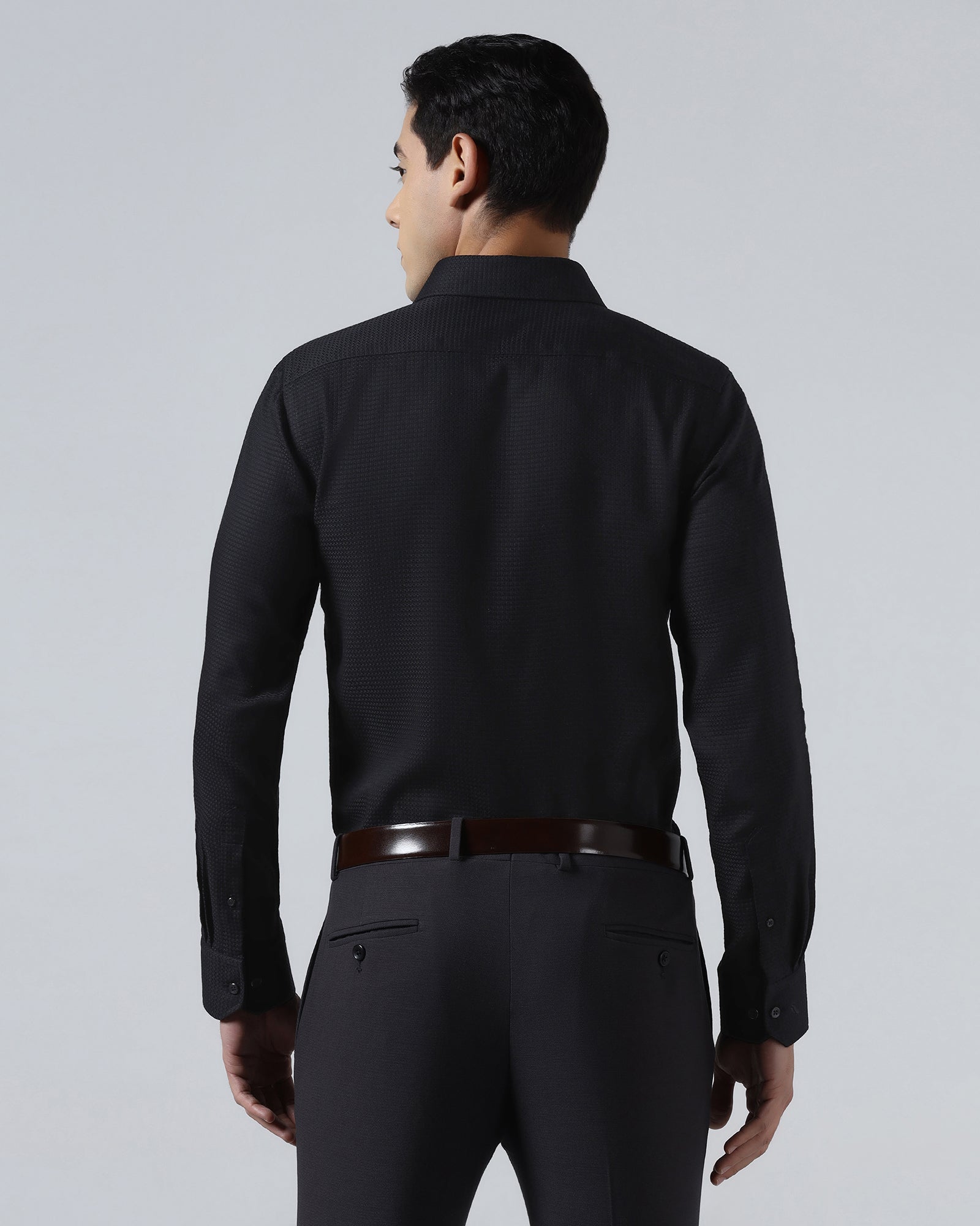 Black Textured Shirt - Skater
