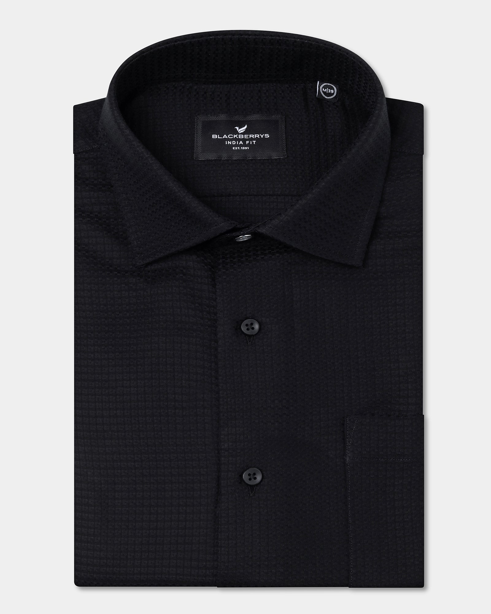 Black Textured Shirt - Skater