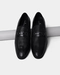 Black Textured Slip On Shoes - Apron