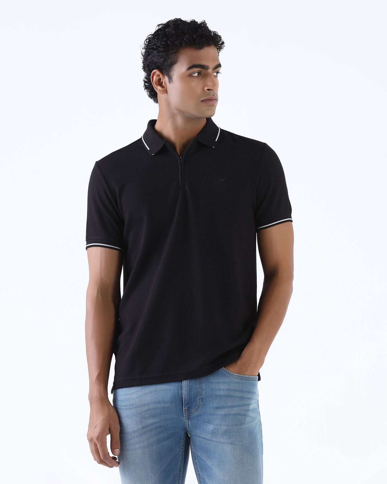 Black Textured Polo - Viggo