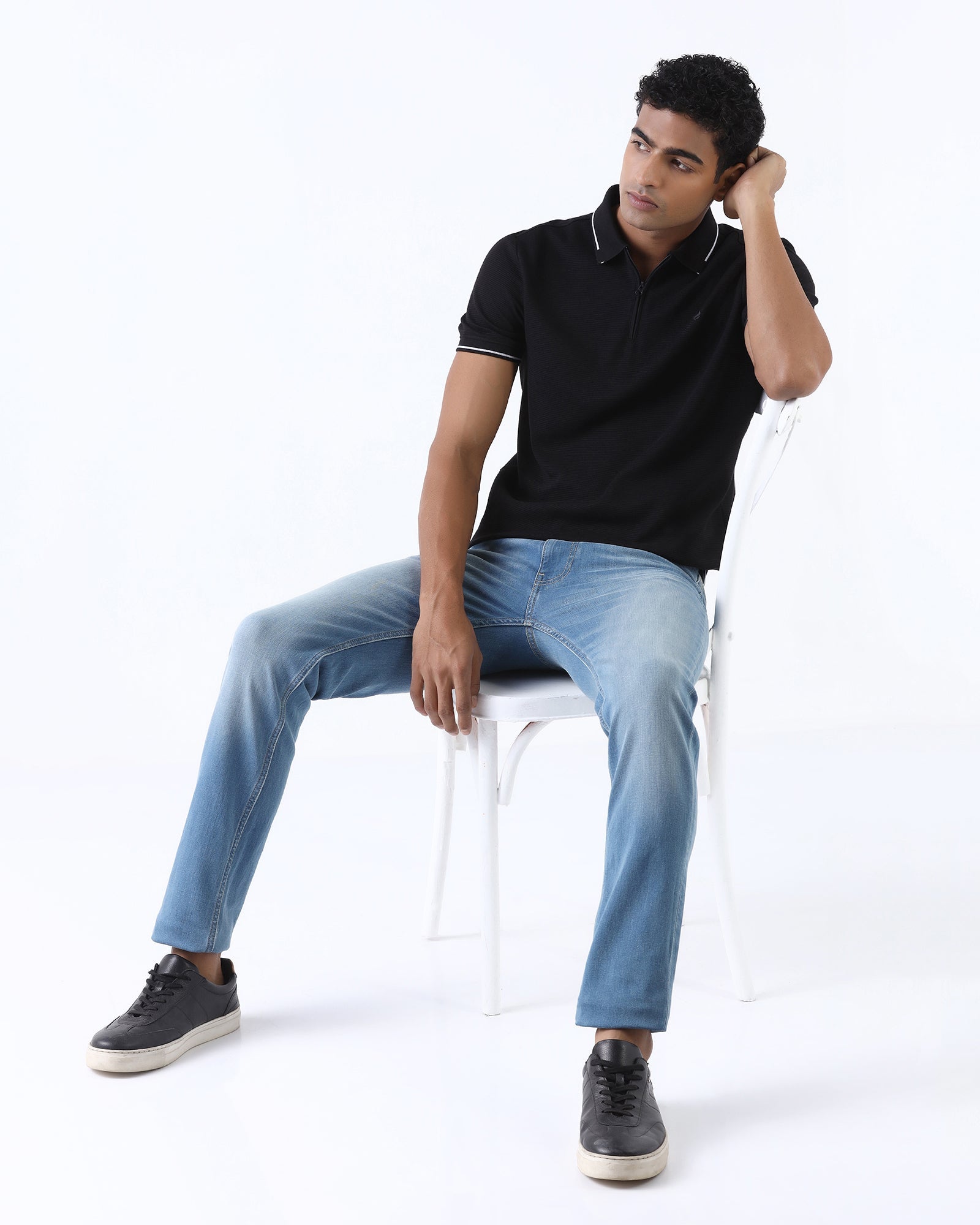 Black Textured Polo - Viggo