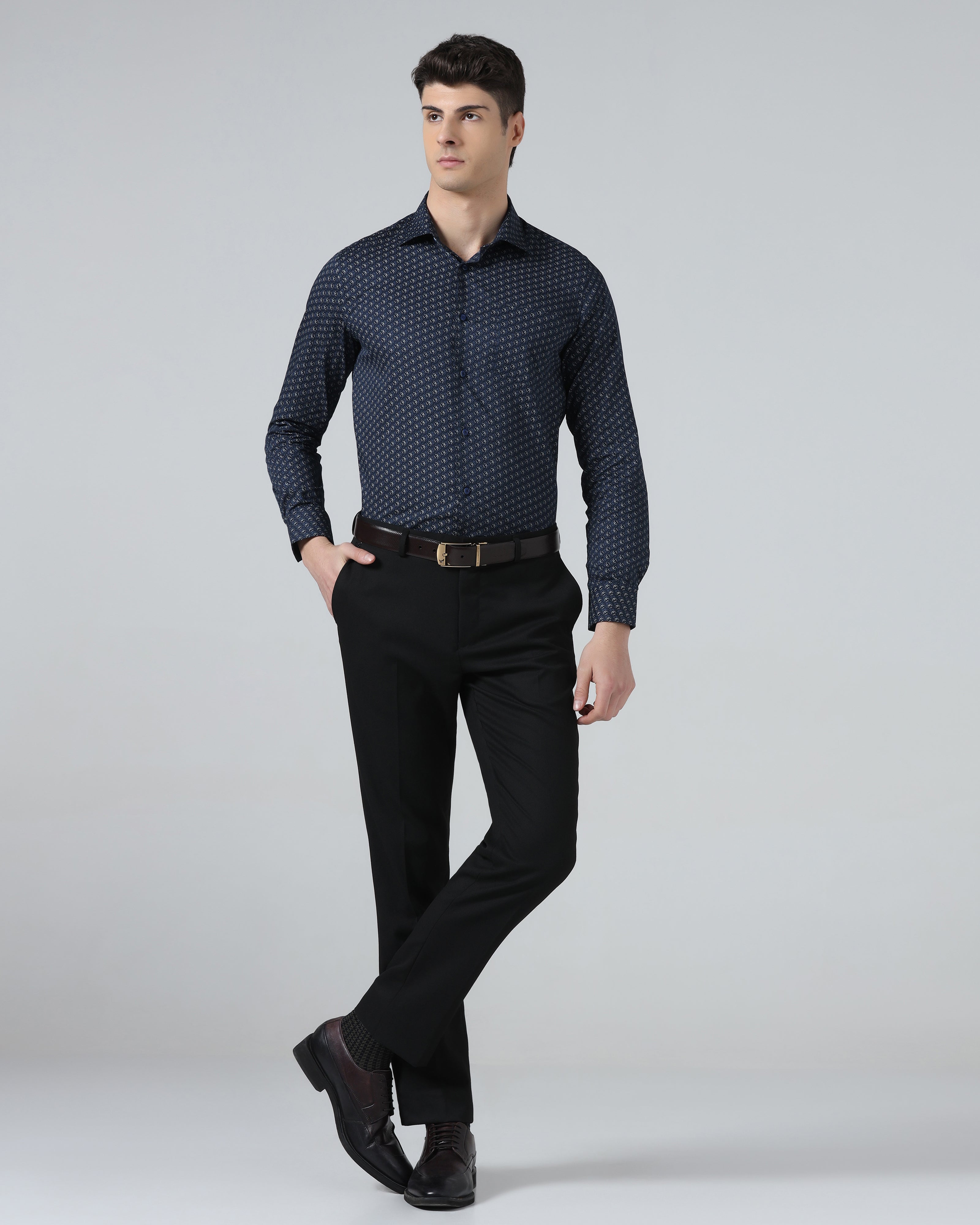 Black Textured Trouser