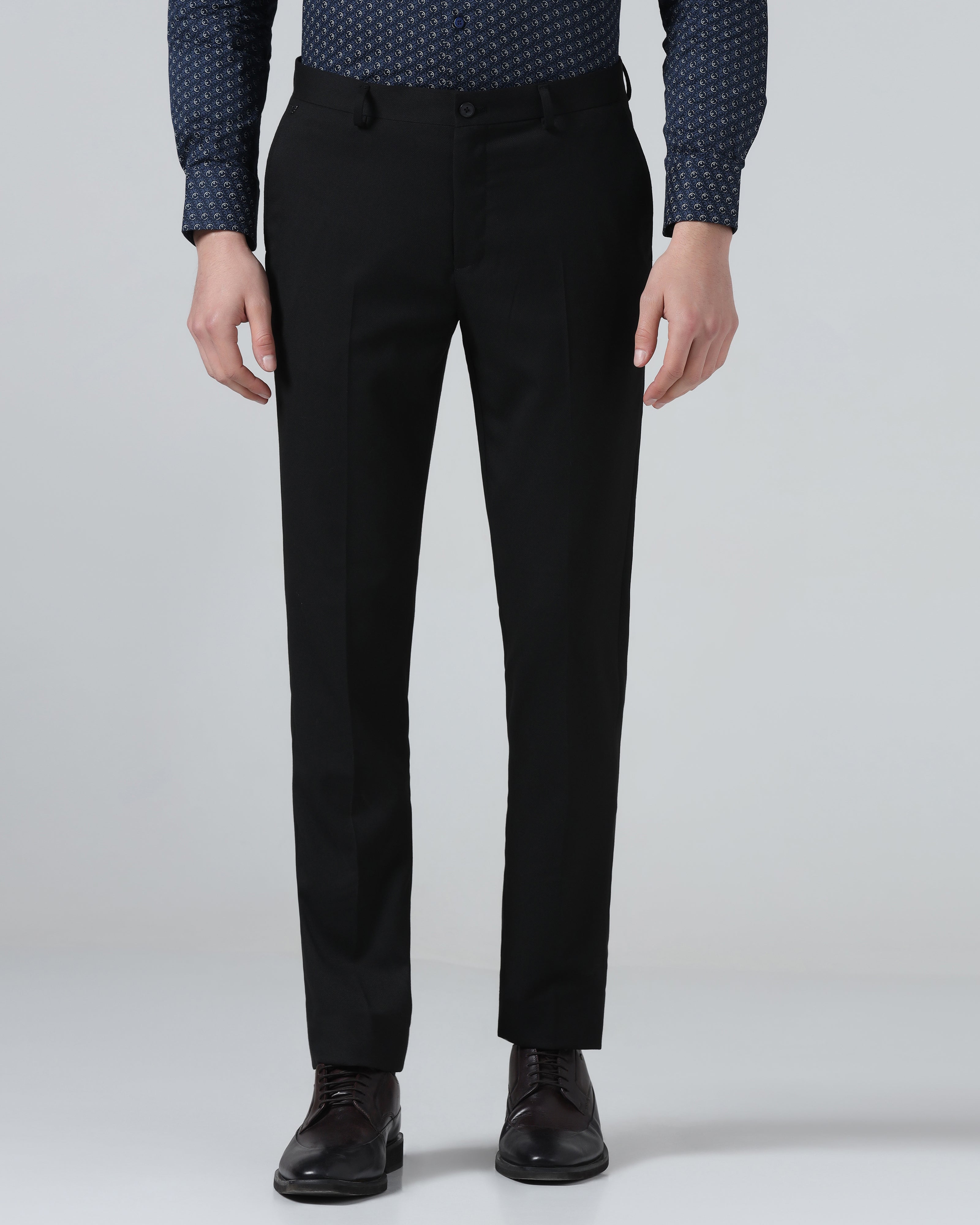 Black Textured Trouser