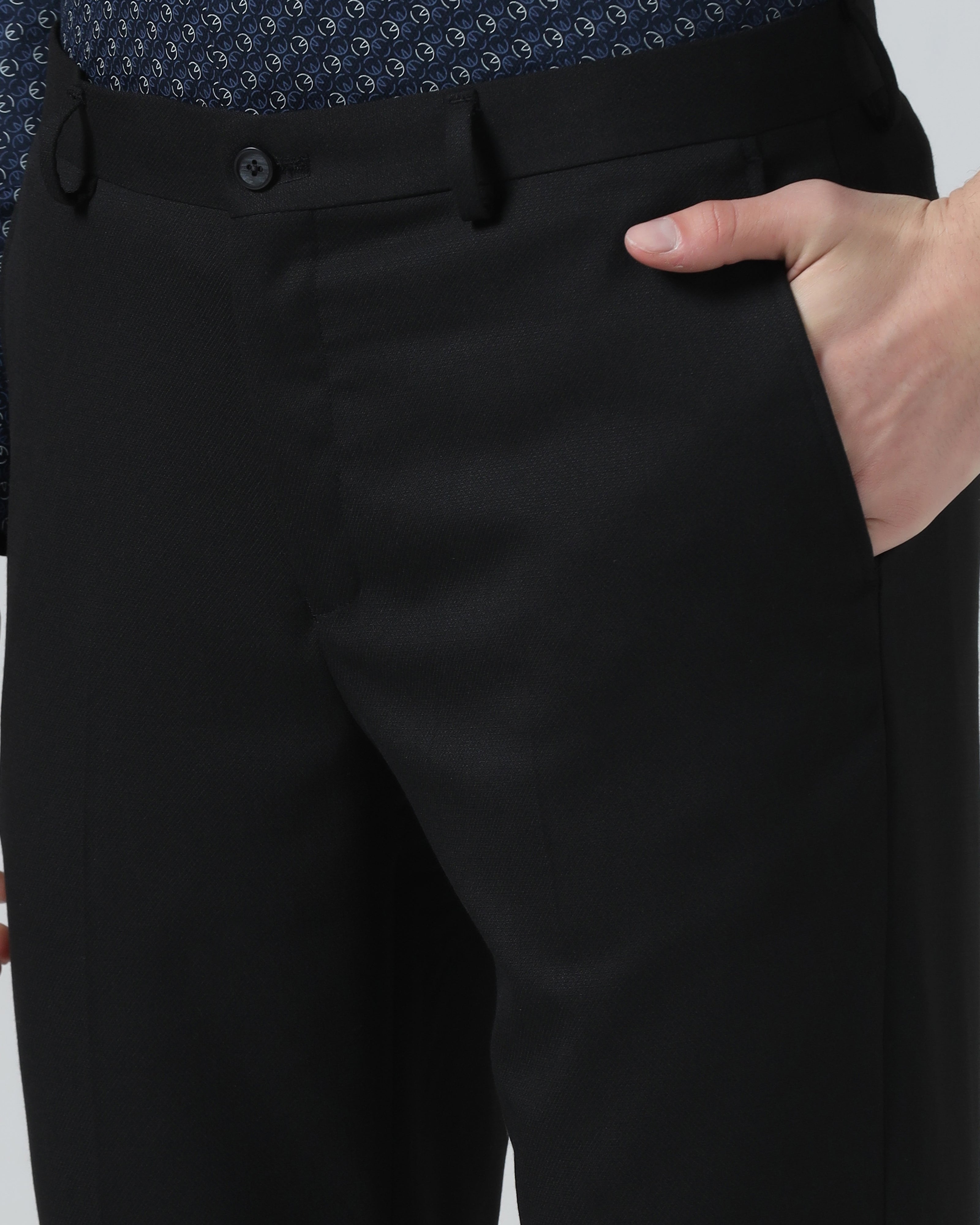 Black Textured Trouser