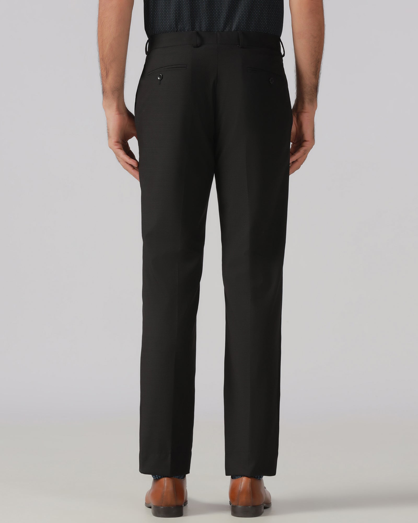 Black Textured Trouser - Black-267