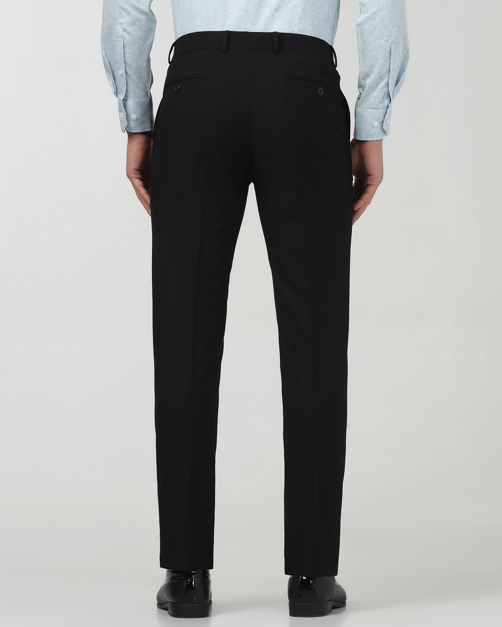 Black Textured Trouser - Black-274