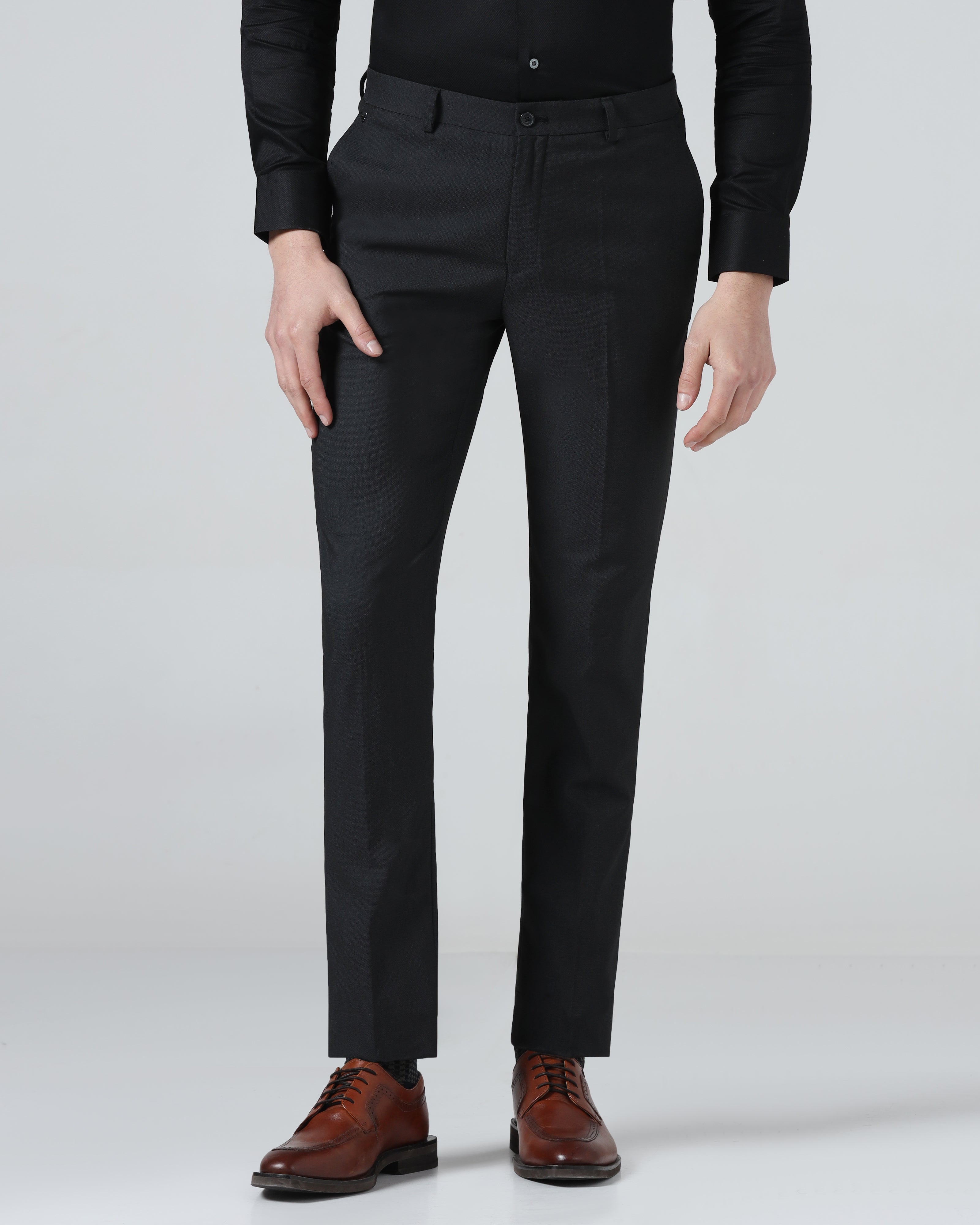 Black Textured Trouser