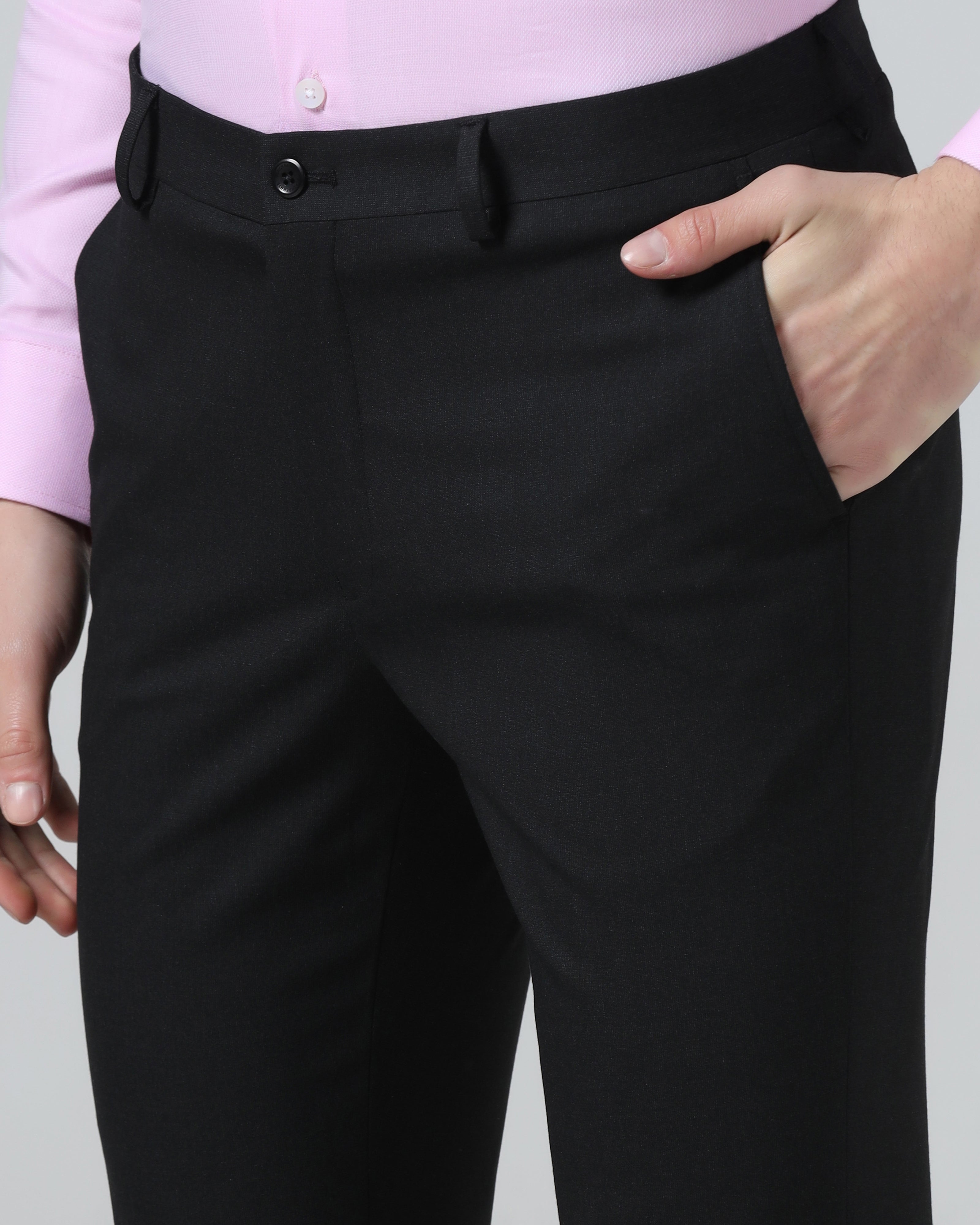 Black Textured Trouser