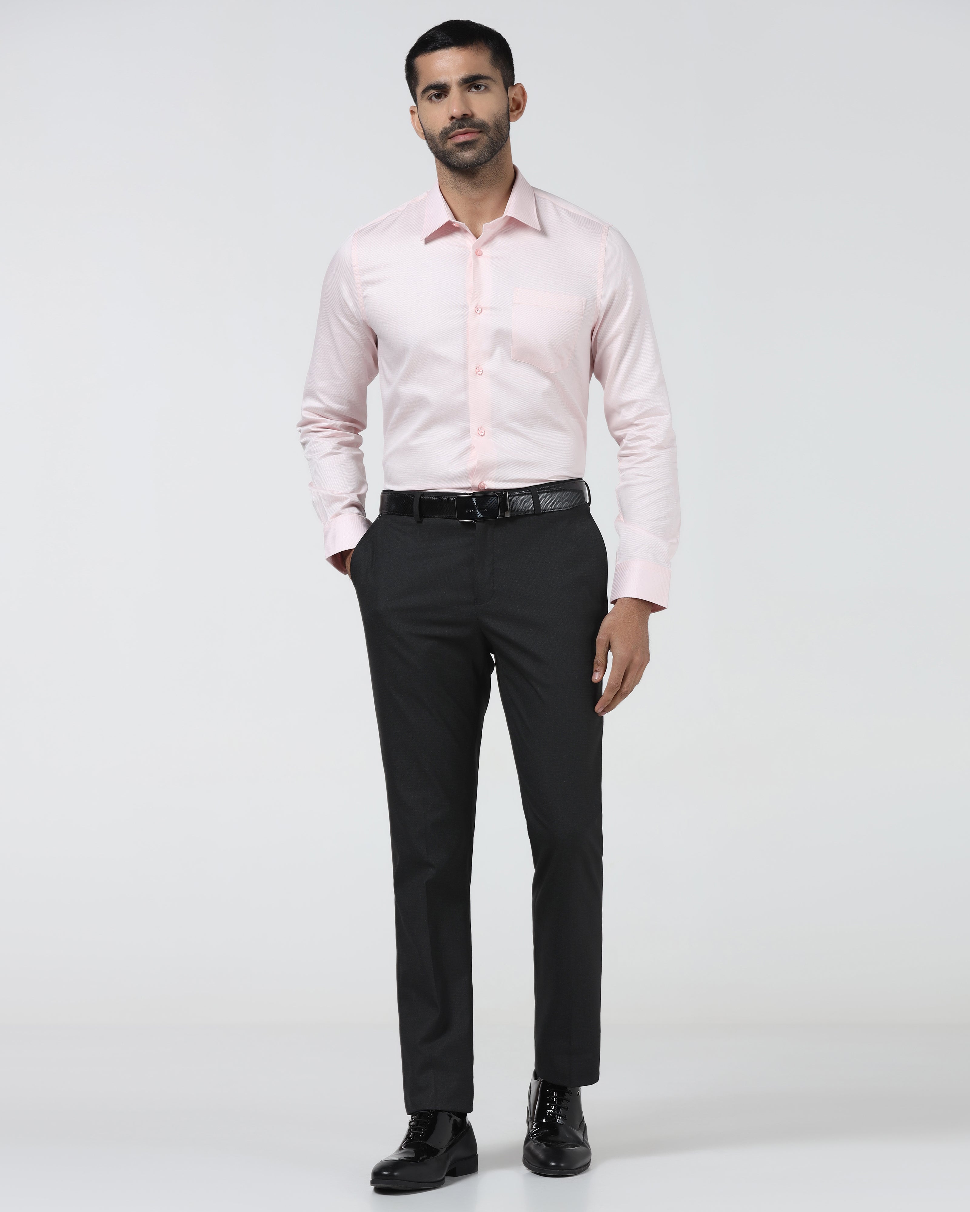 Black Textured Trouser