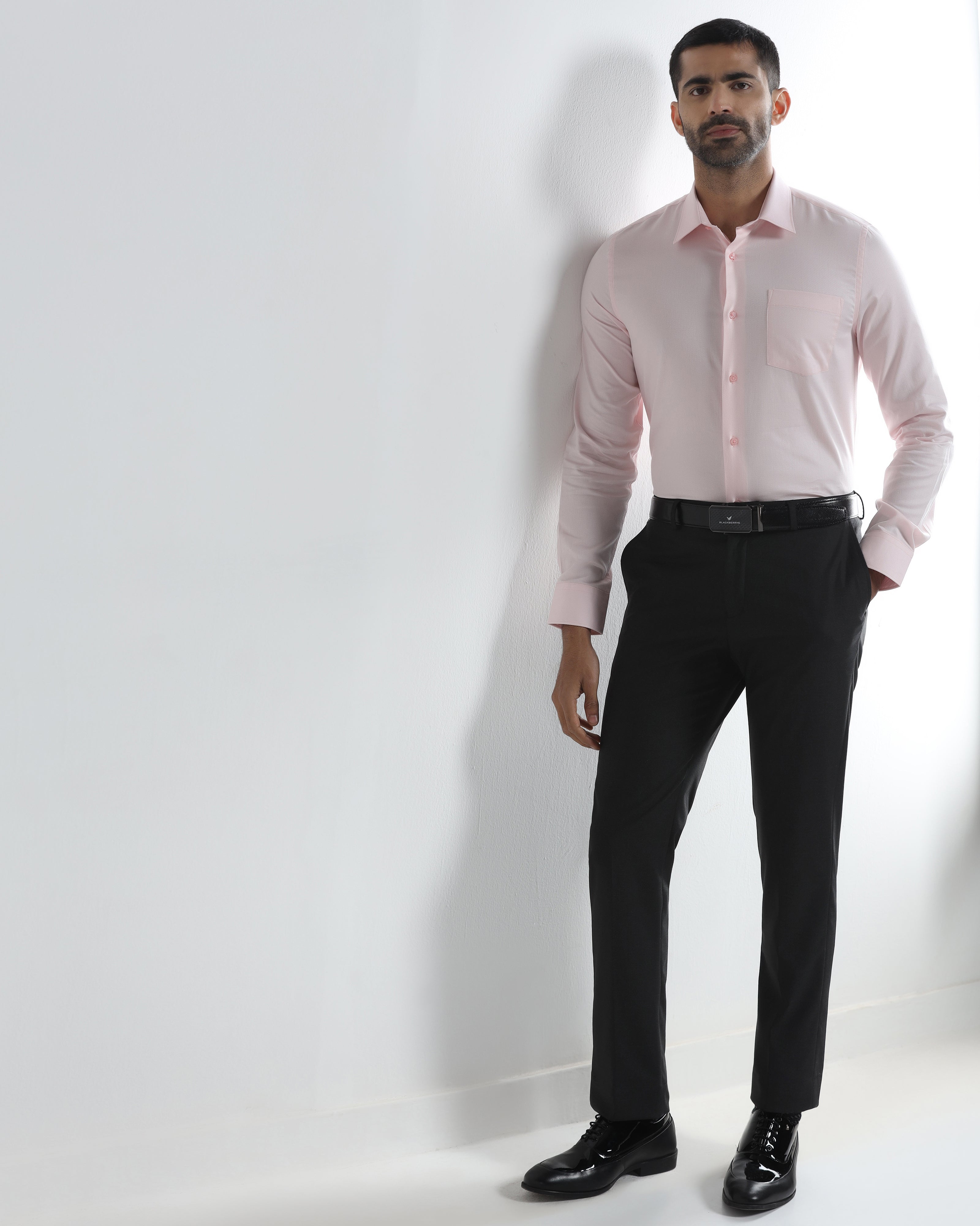 Black Textured Trouser