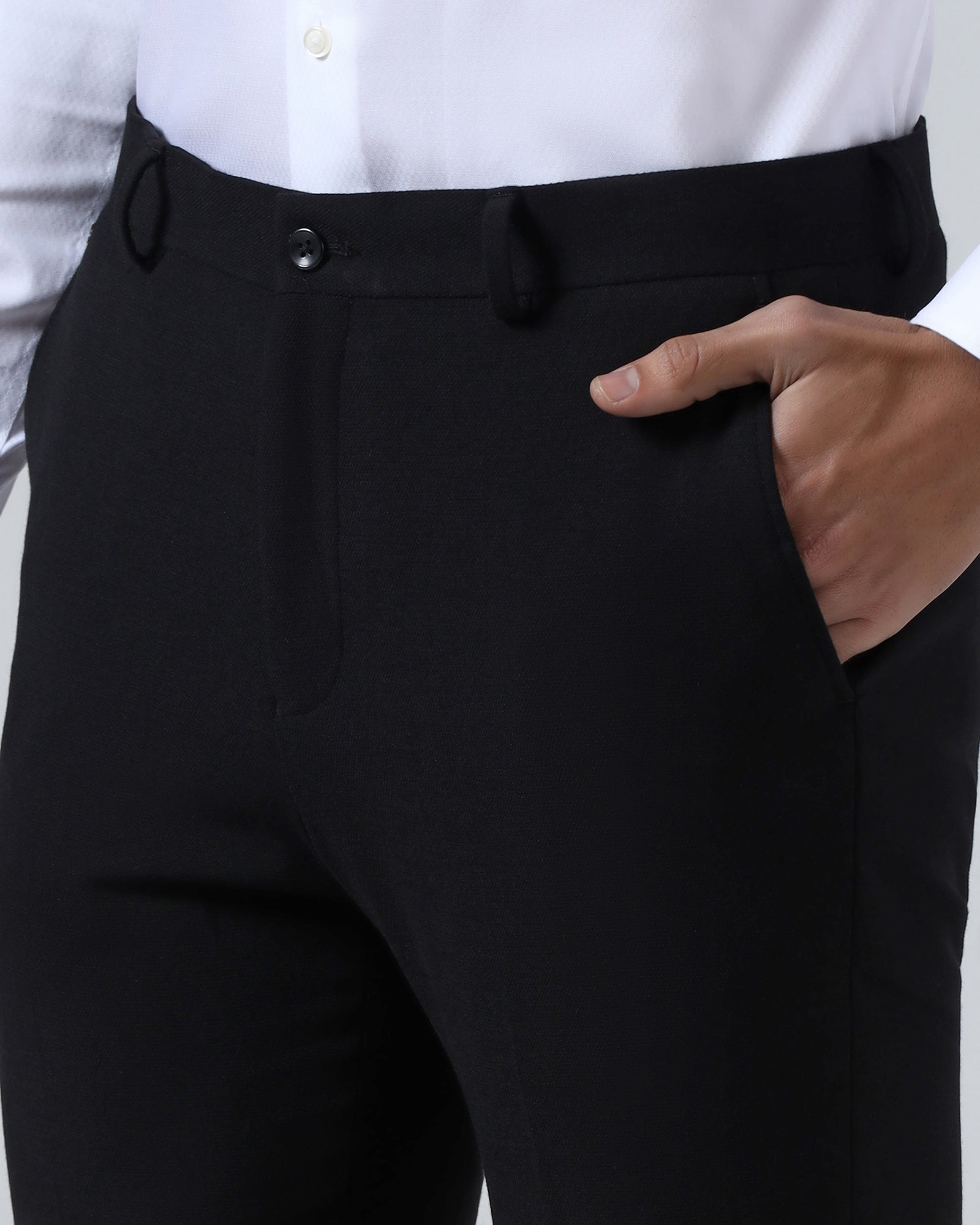 Black Textured Trouser - Jona