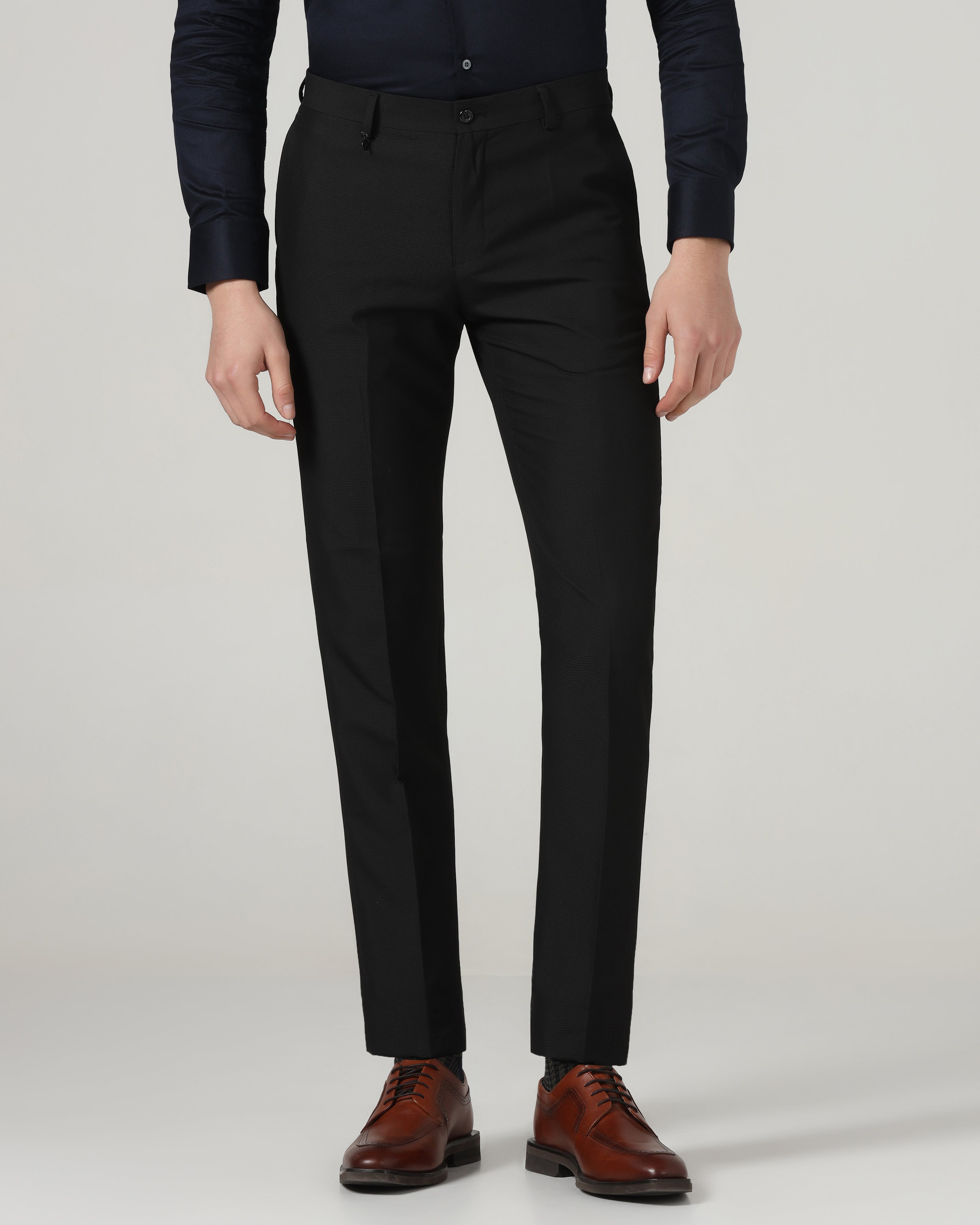 Black Textured Trouser - Mace