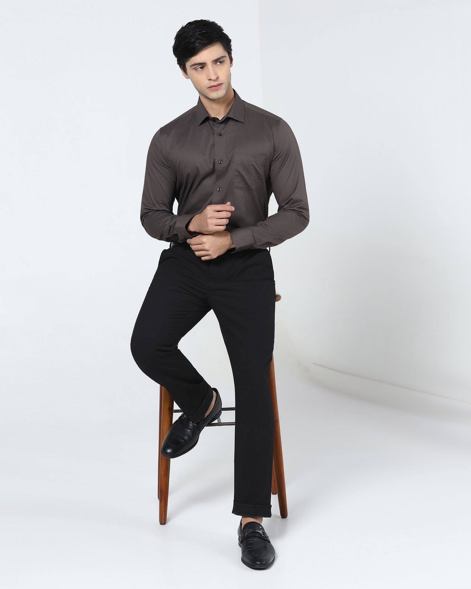 Black Textured Trouser - Palmer