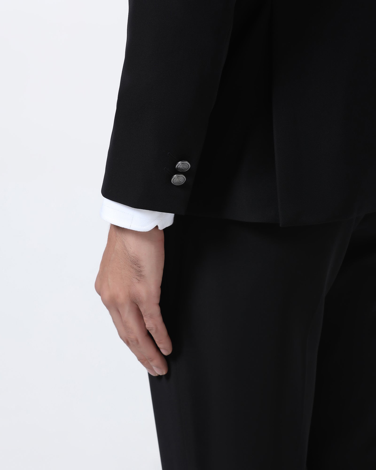 Black Three Piece Solid Suit - Erron