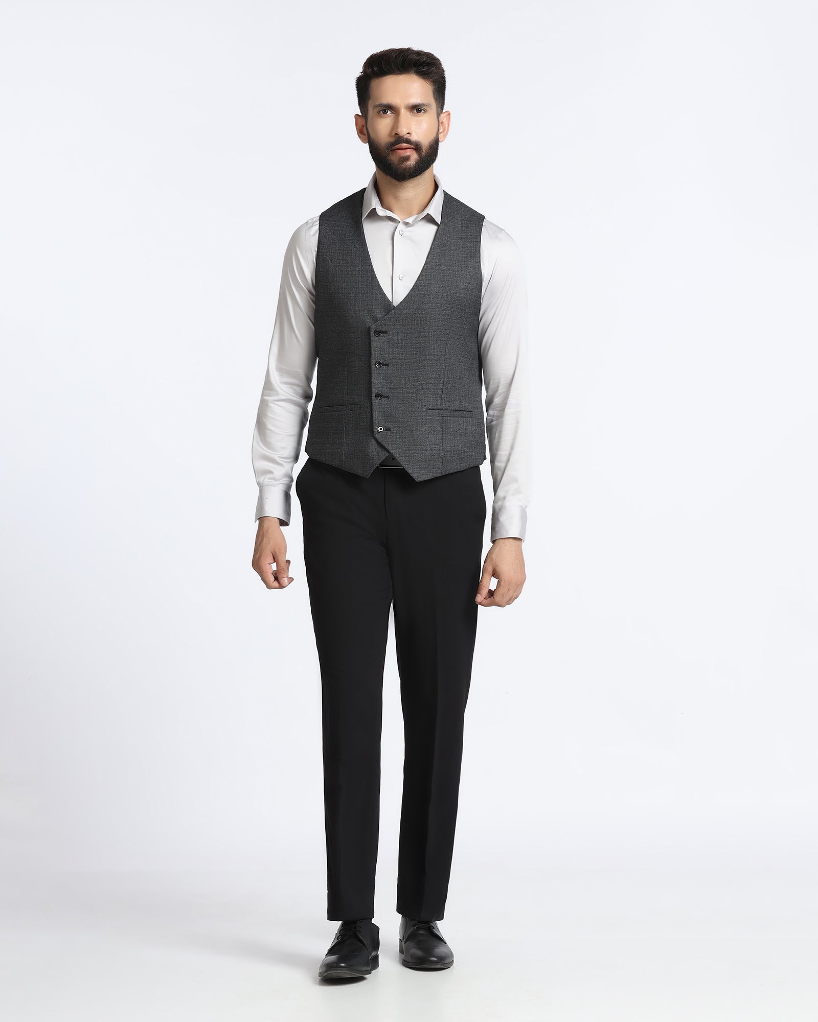Black Three Piece Solid Suit - Kelm