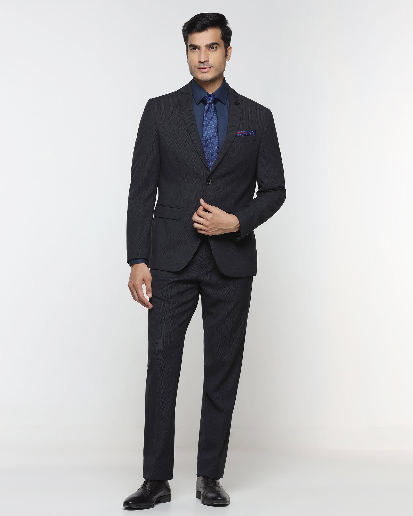 Black Two Piece Textured Suit - Hams