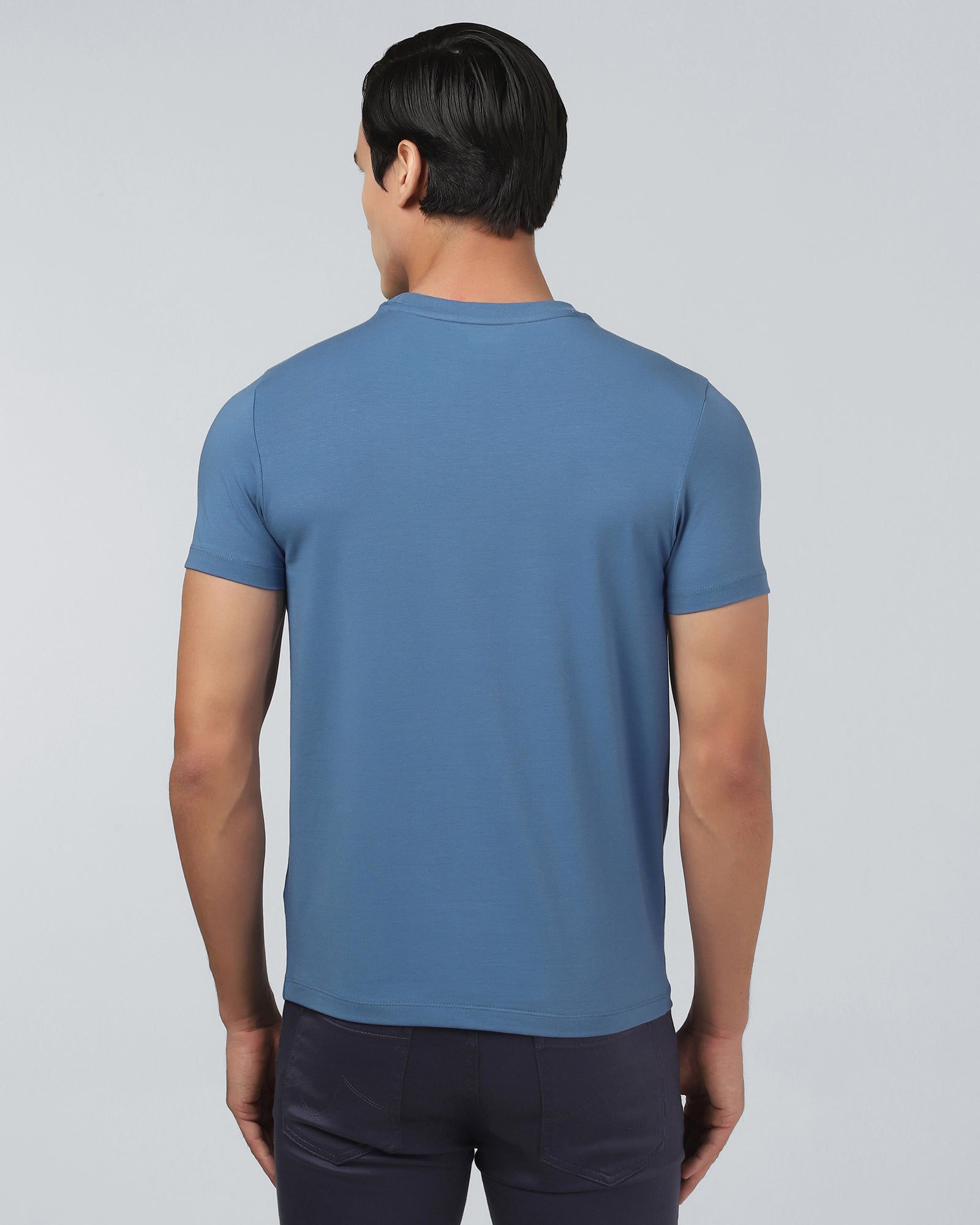 Blue Crew Neck Printed T-Shirt - Posi