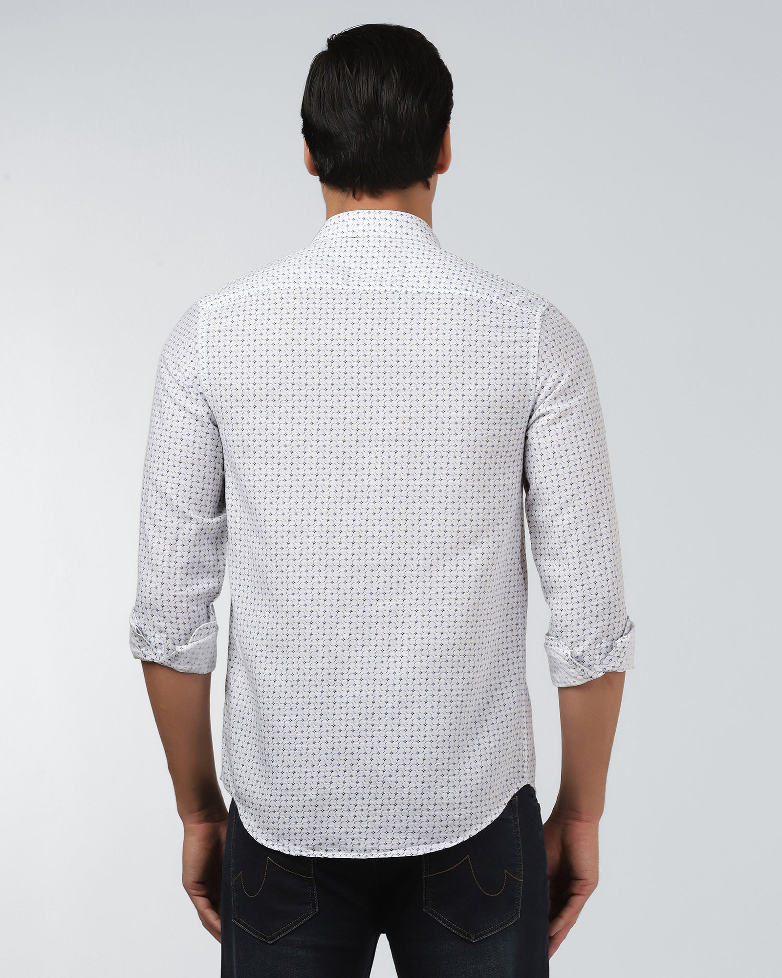 Blue Linen Printed Shirt - Silvano