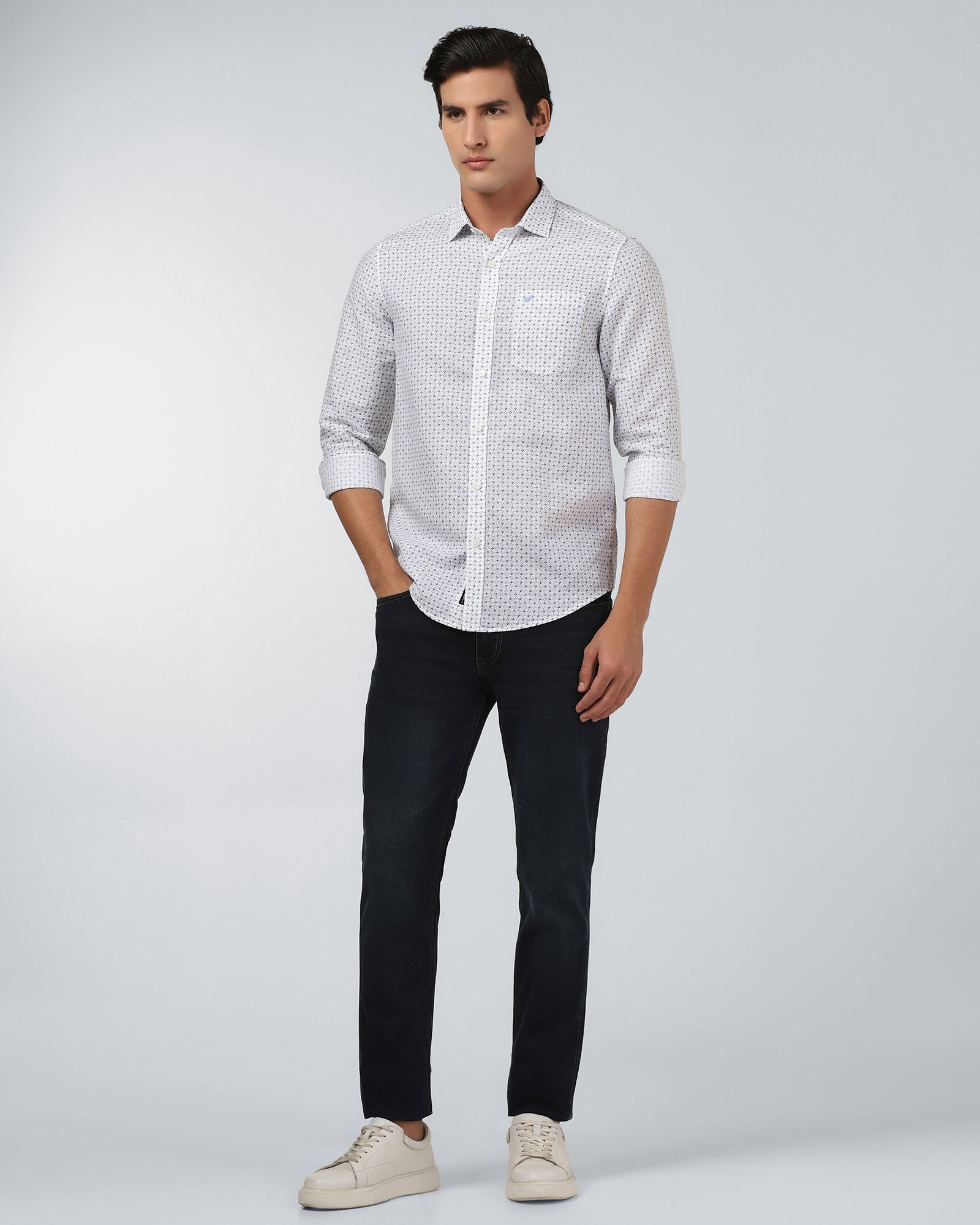 Blue Linen Printed Shirt - Silvano